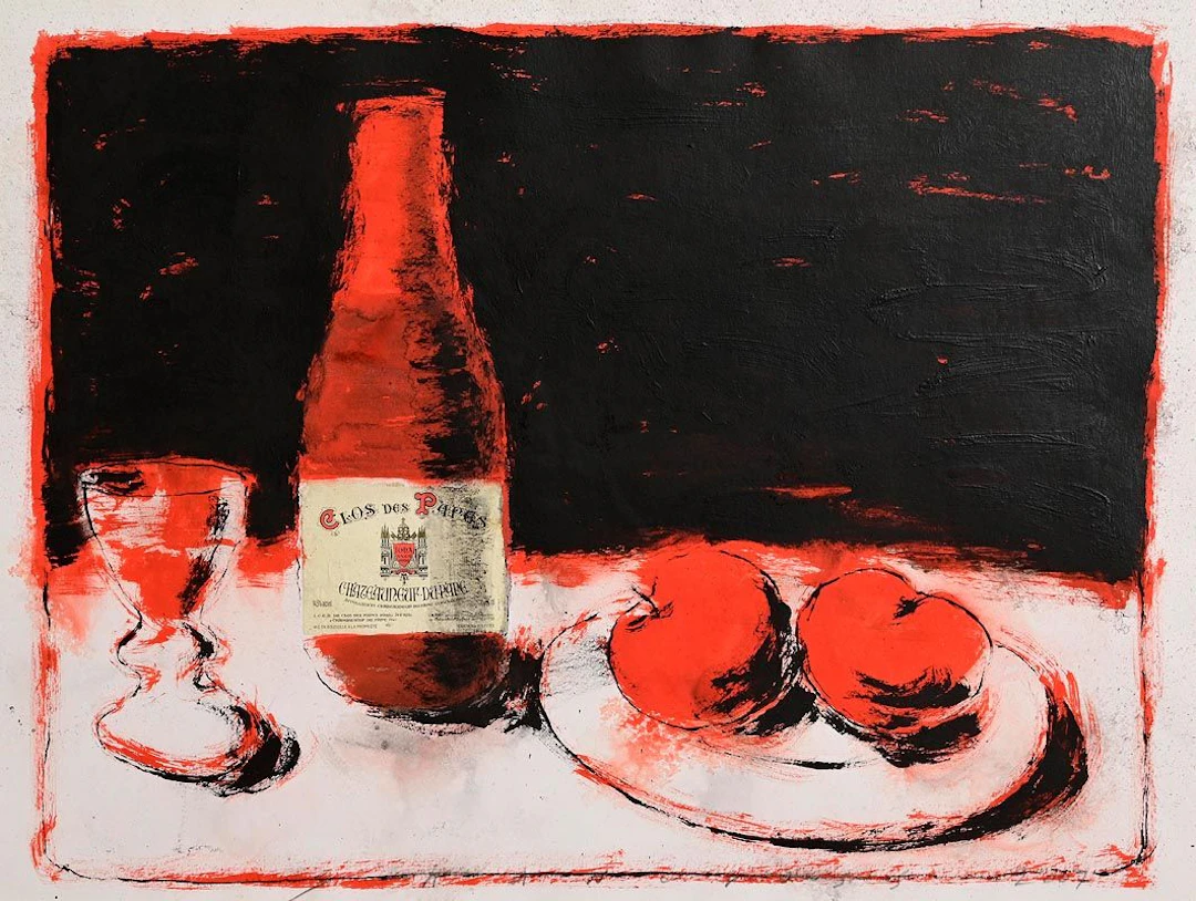 Neil Shawcross (b.1940) Still Life - Wine and Fruit (2007)