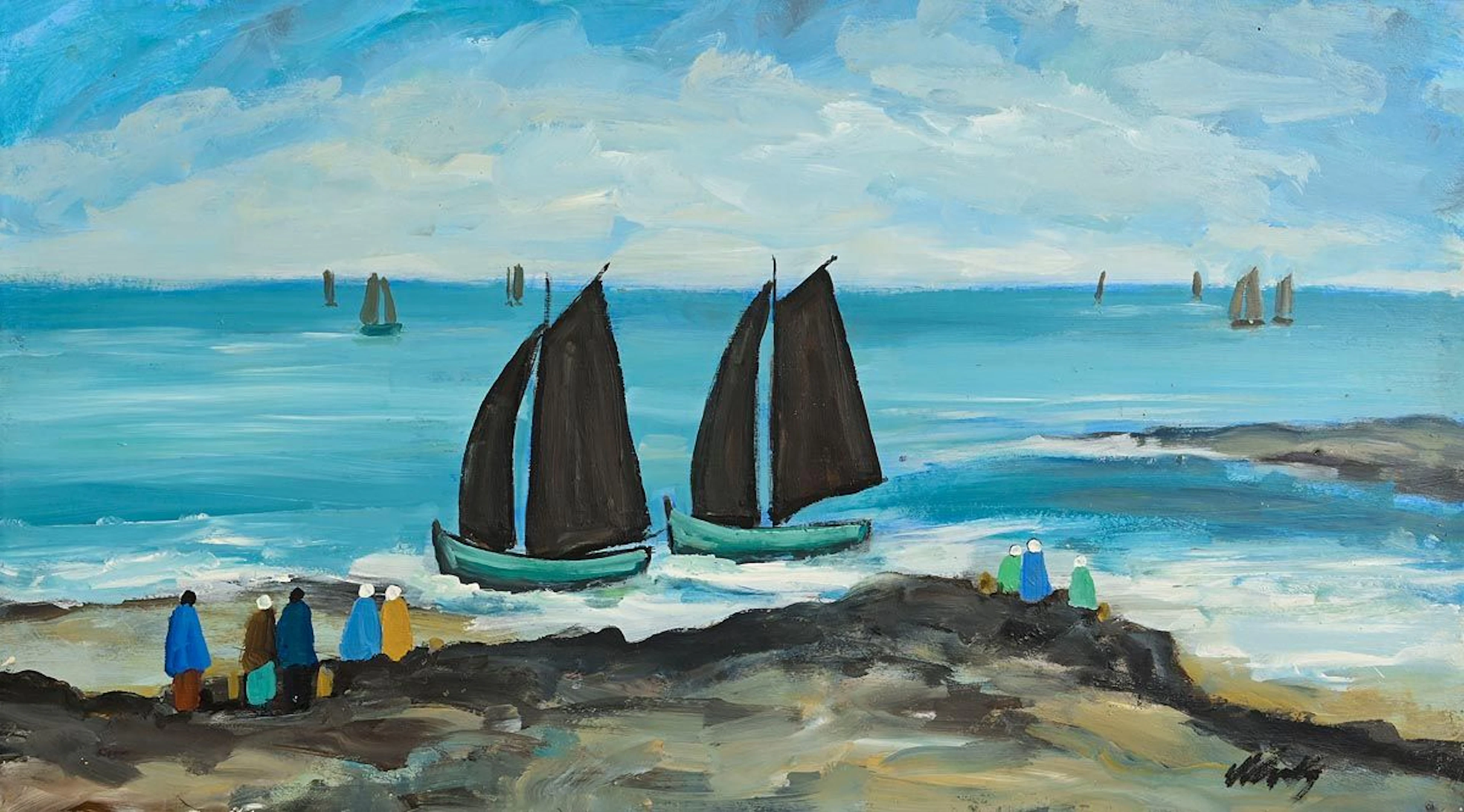 Markey Robinson (1918-1999) Awaiting the Catch