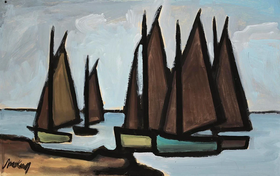 Markey Robinson (1918-1999) Boats by the Shore