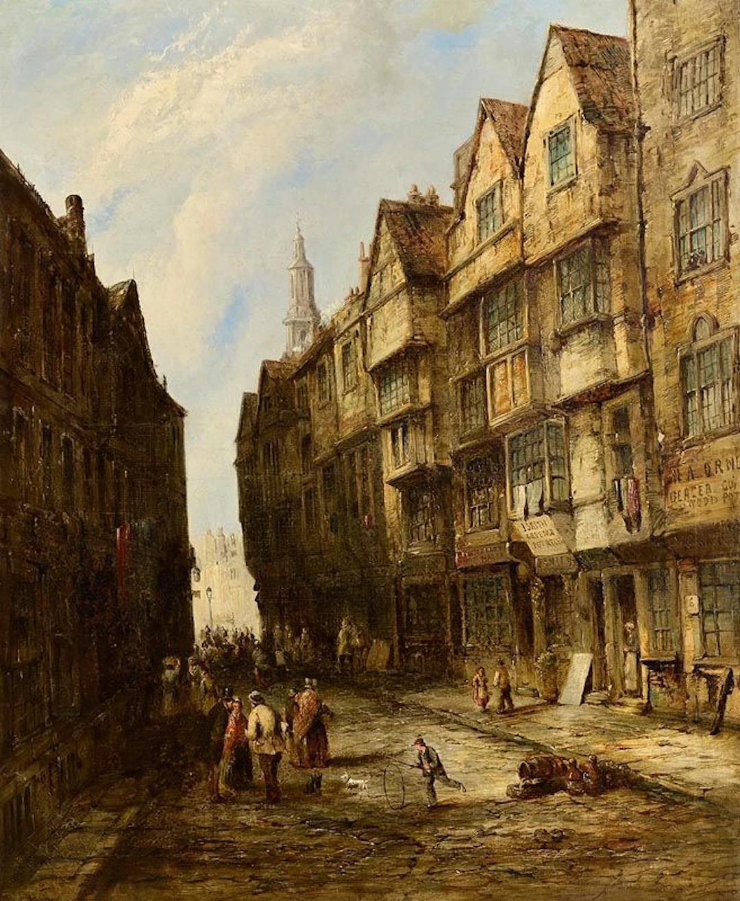 19th Century English School A Bygone City Street