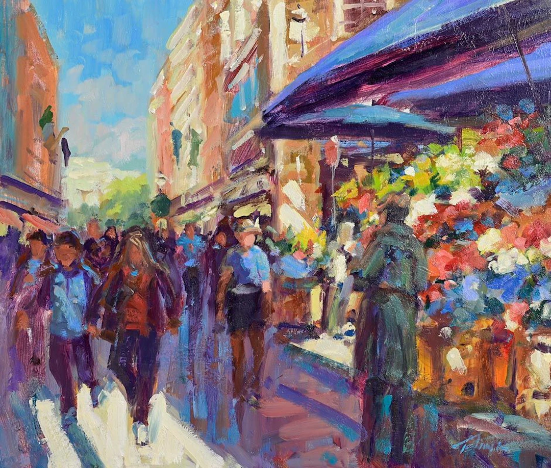 Norman Teeling (b.1944) Flower Sellers, Grafton Street