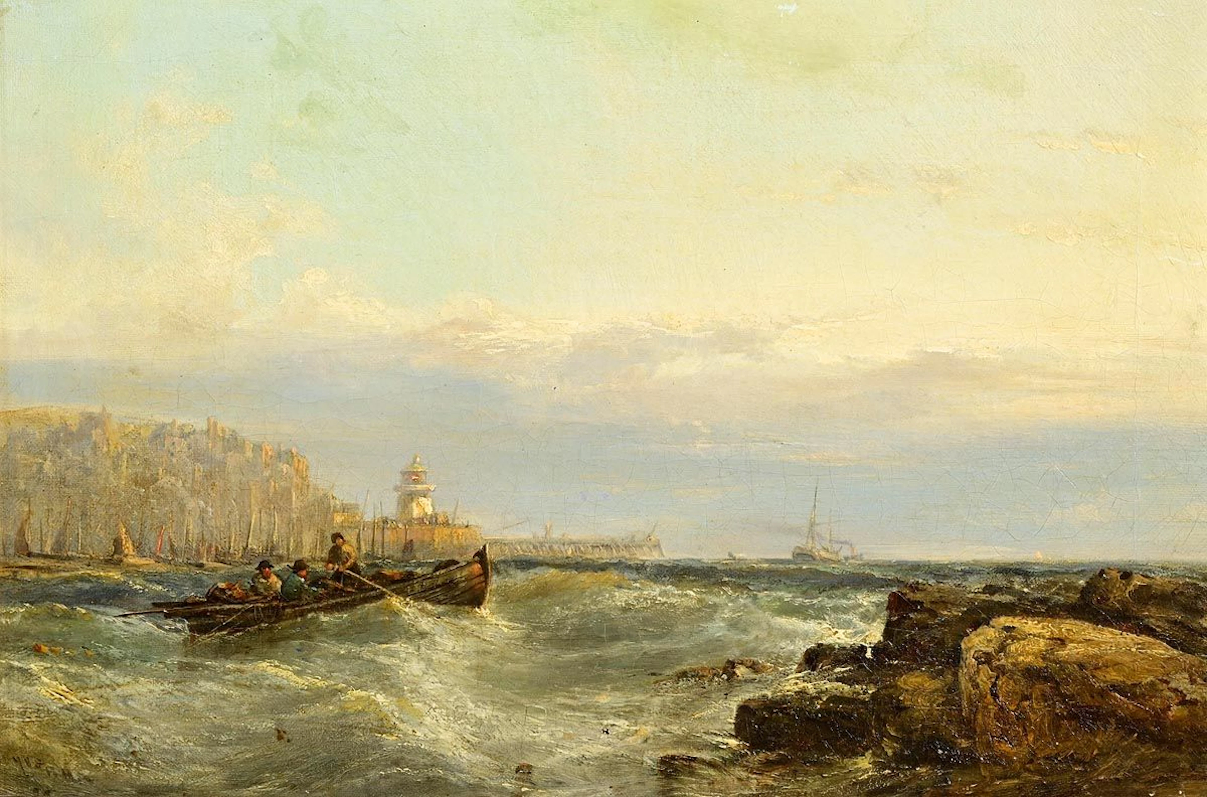 Edwin Hayes (1820-1904) Pulling Hard for Gorlston Harbour