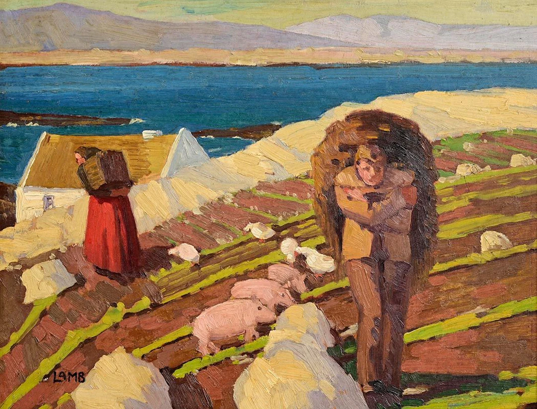 Charles Vincent Lamb (1893-1964) Gathering Peat, Carraroe