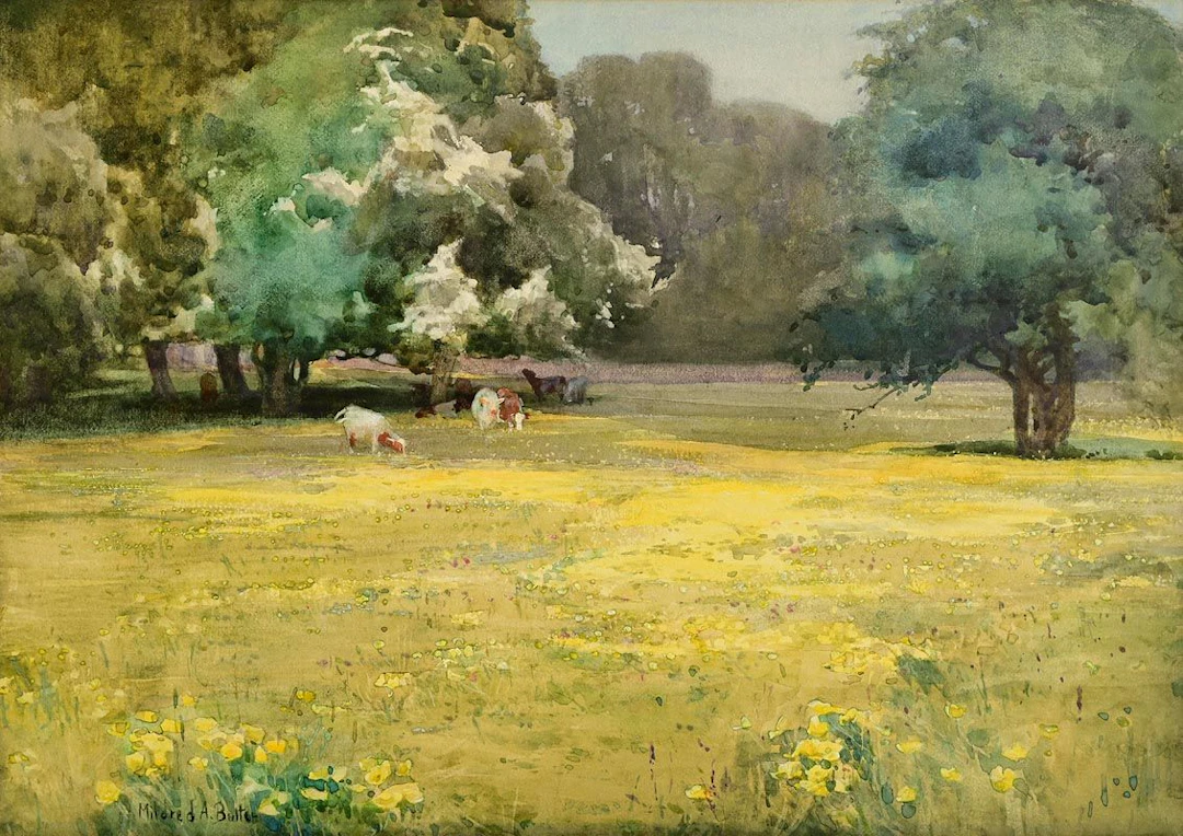Mildred Anne Butler (1858-1941) Cows Grazing Beneath Trees, Kilmurry (c.1910)