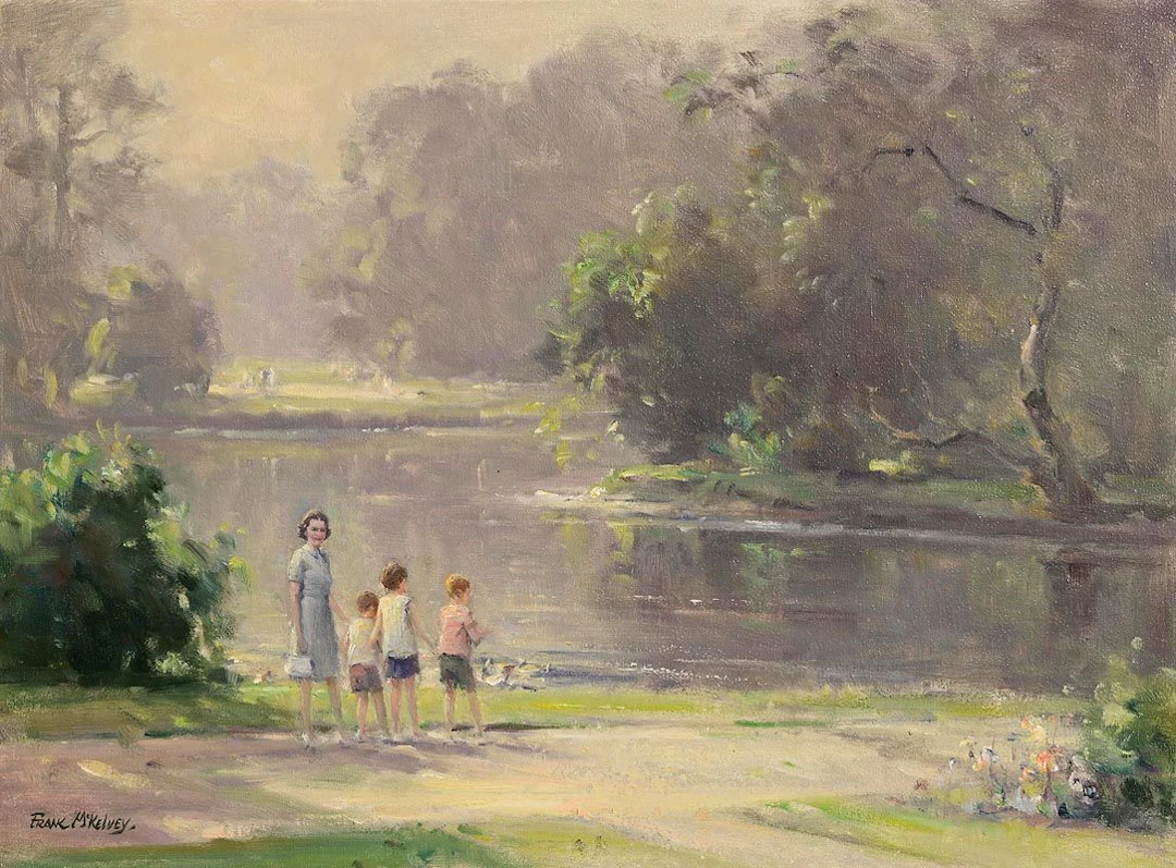 Frank McKelvey (1895-1974) Feeding the Ducks