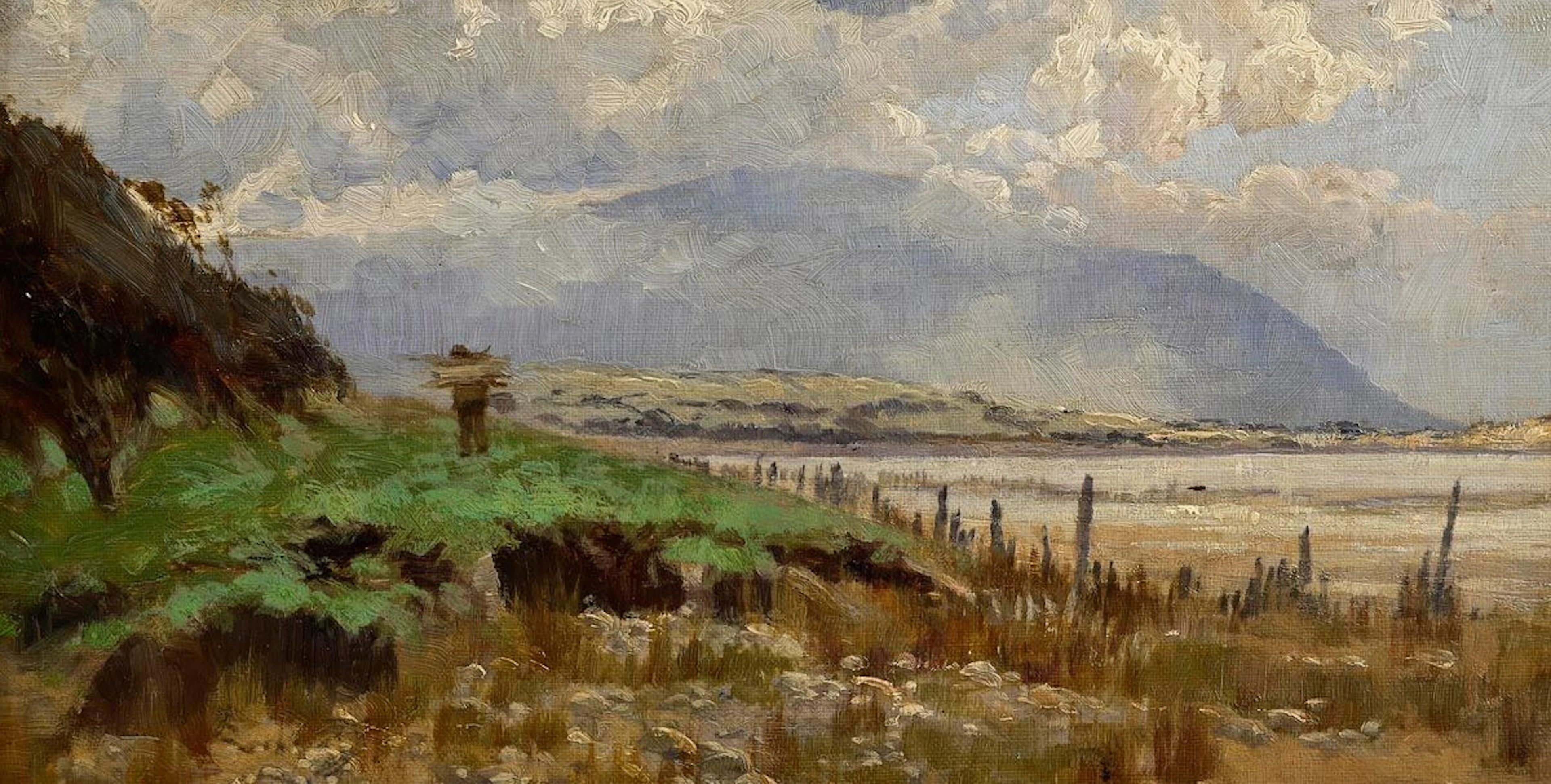20th Century Irish School Wood Gathering in a Connemara Landscape