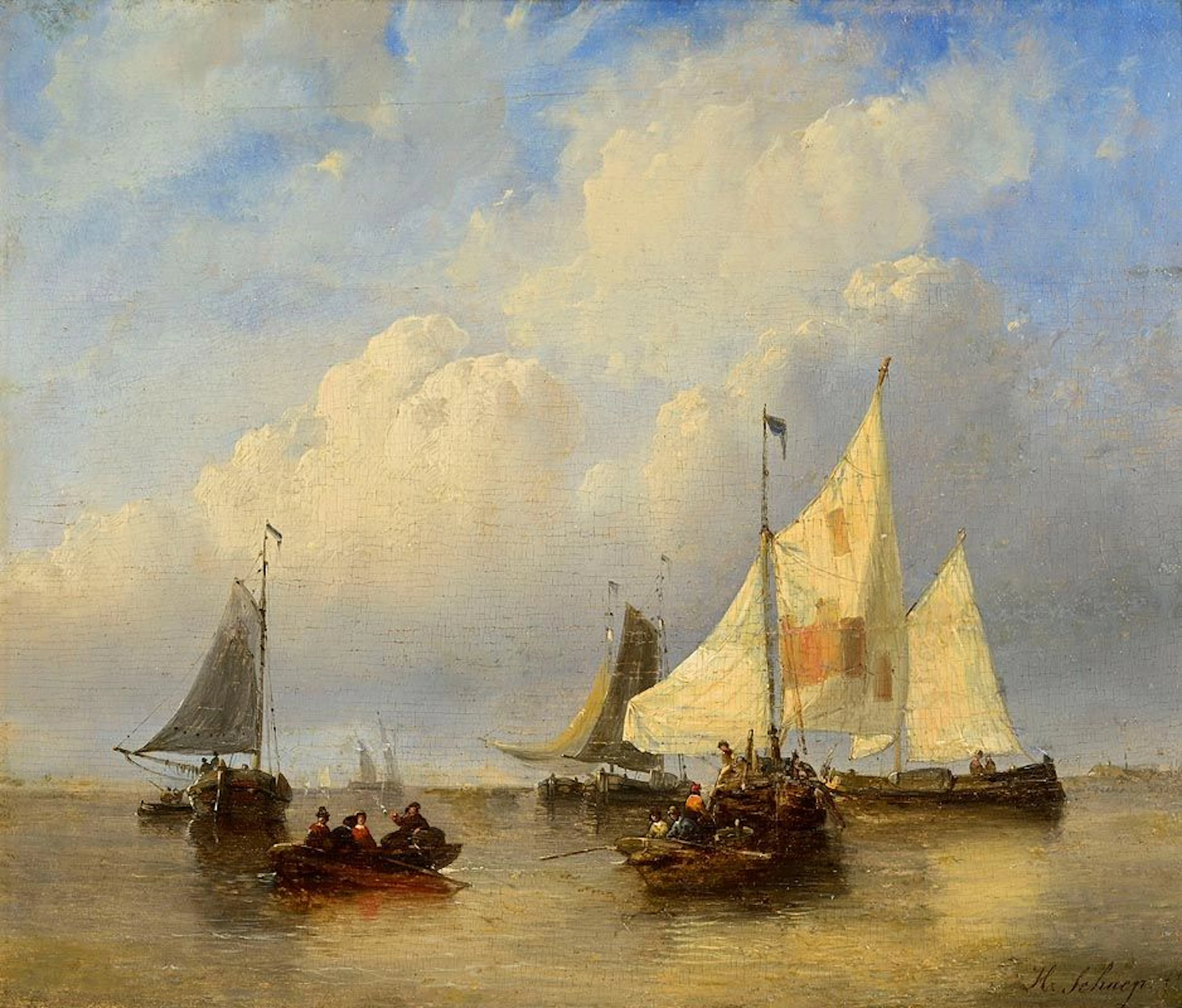 Hendrik Adolf Schaep (1826-1870) Belgian Marine Scene (c.1860)