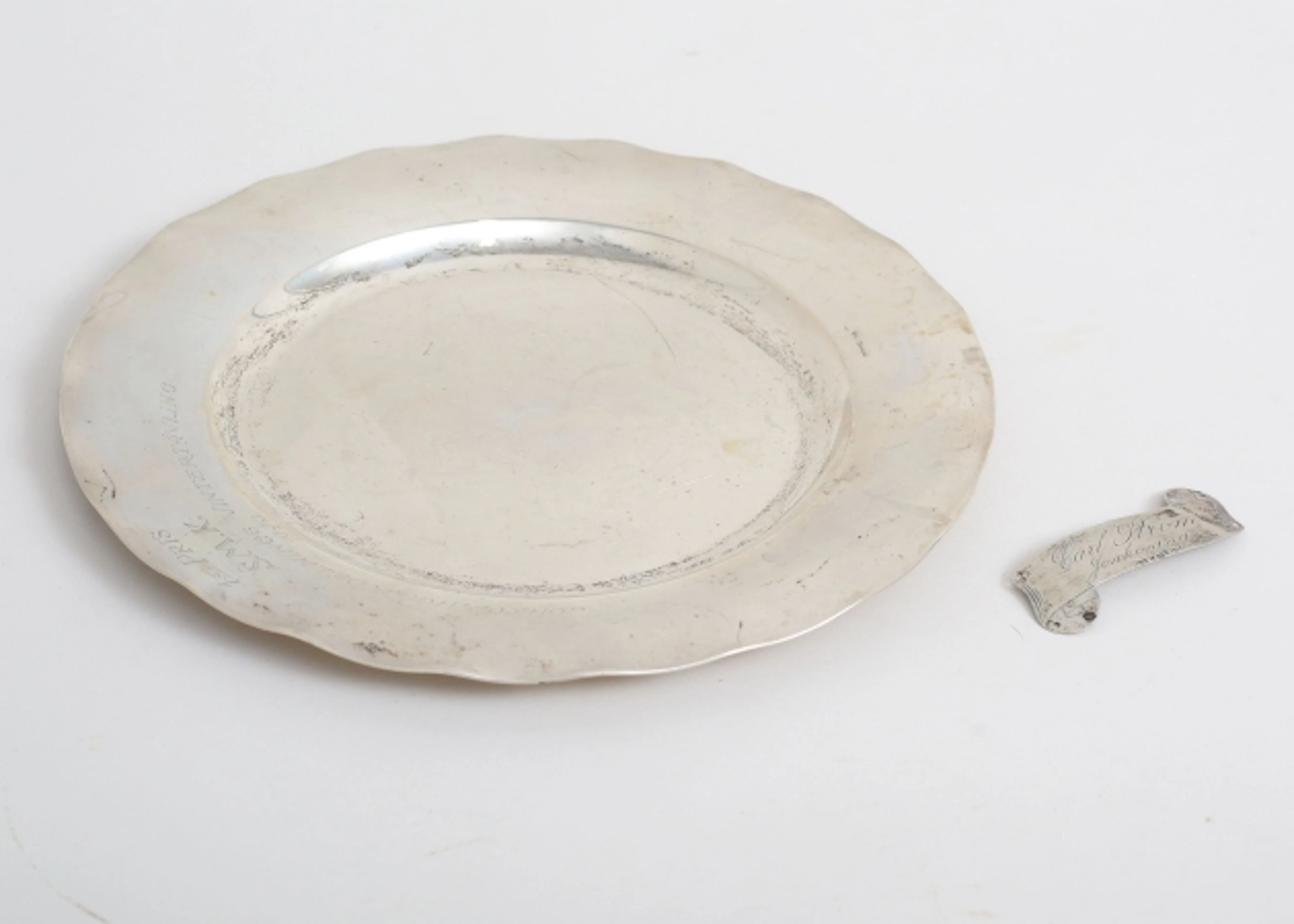 Fat och namnbricka silver
