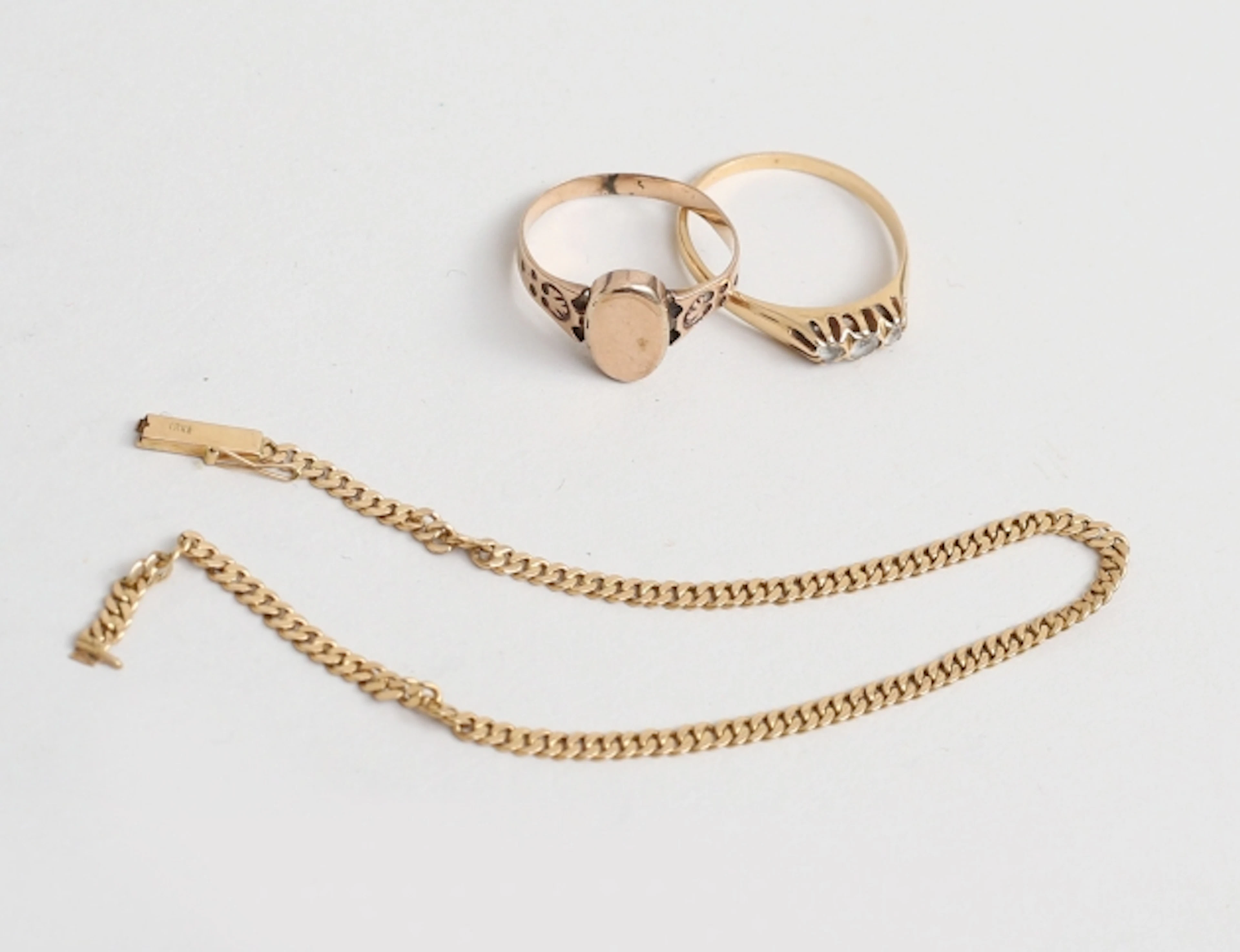Guld 2 delar 18K/antik ring låghaltigt guld