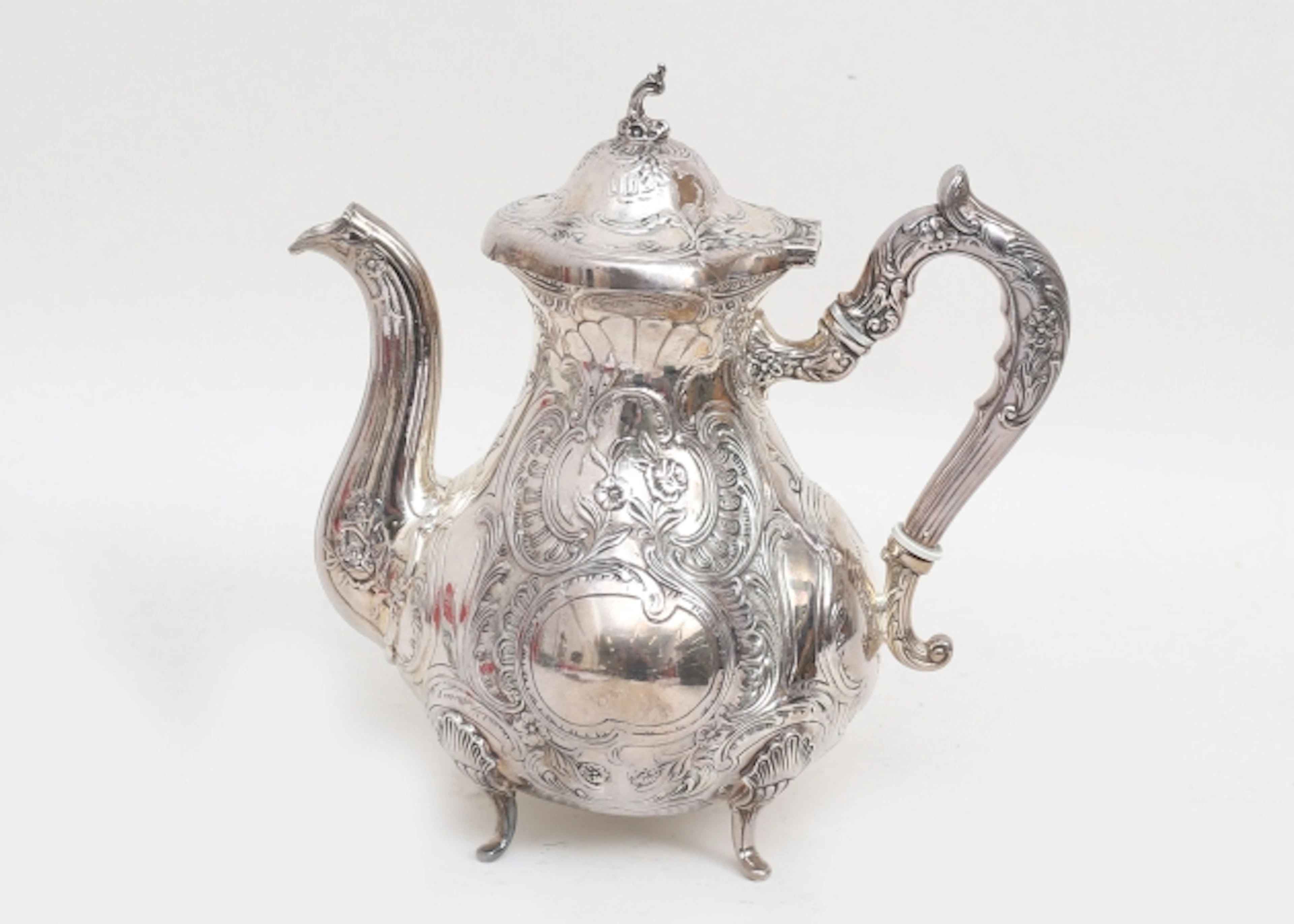 Kaffekanna rokokostil silver