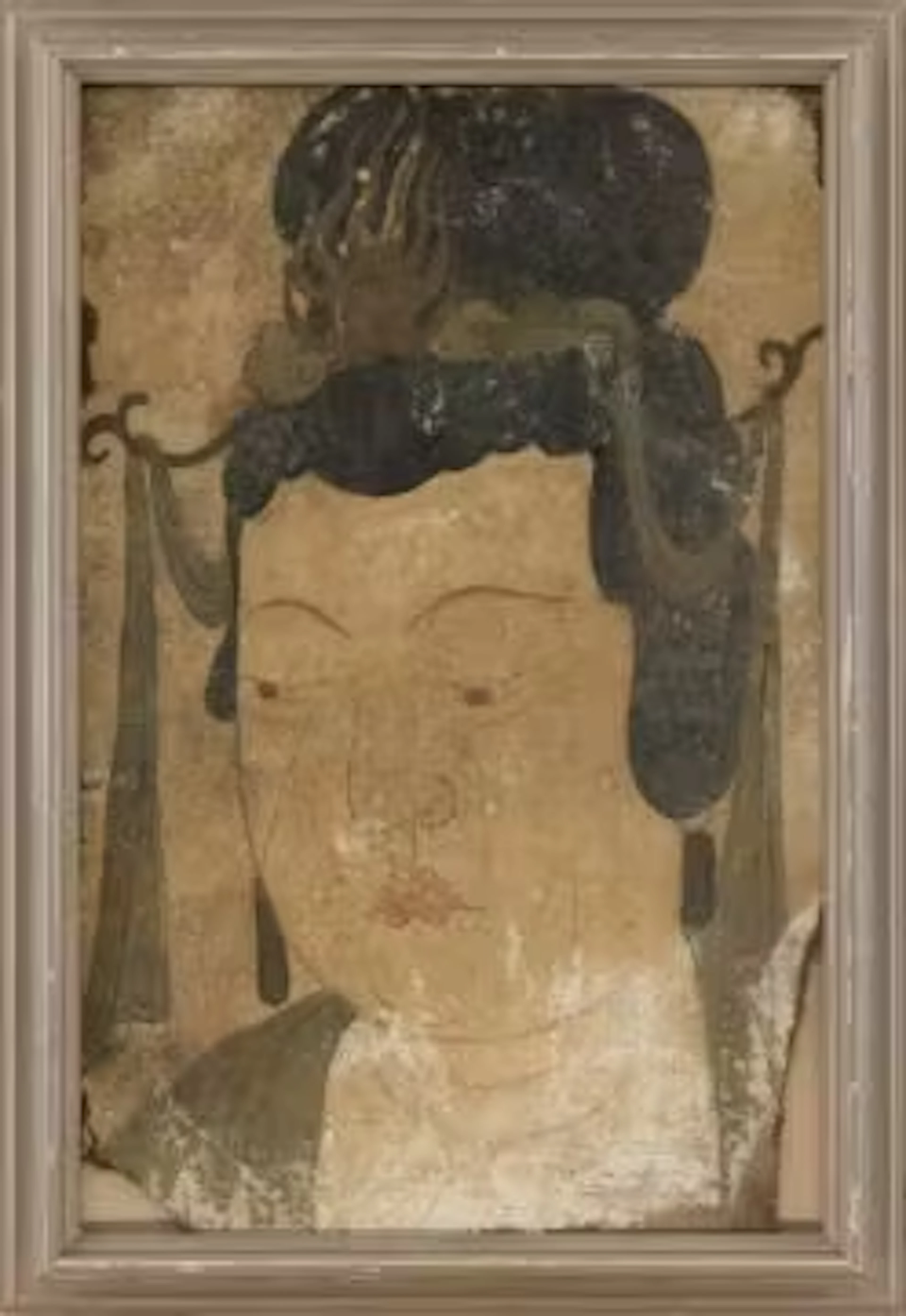 Fragment eines Freskos mit Kopf eines Bodhisattva, Asien