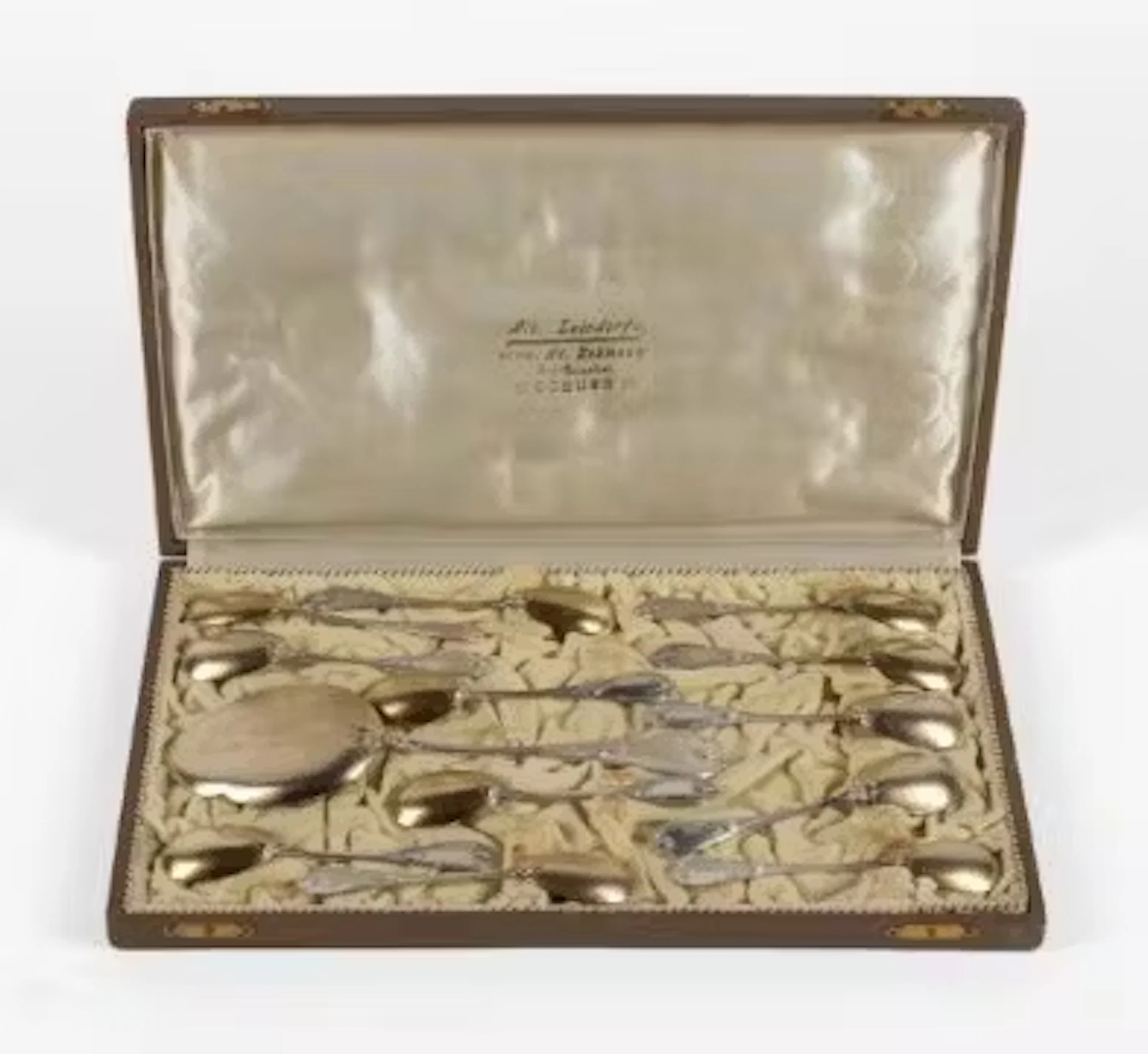 12 Eislöffel mit Vorlegelöffel im Etui, Mainz, M.J. Rückert - um 1900