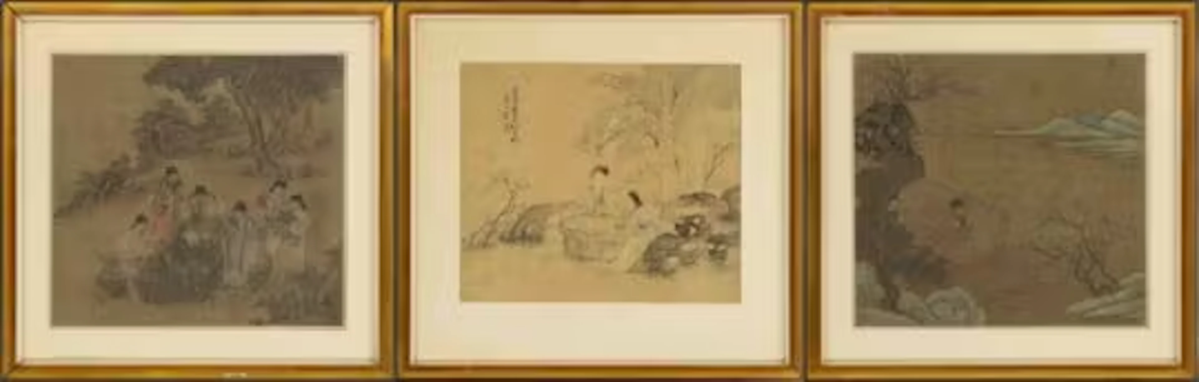 Drei Seidenbilder, China, Qing-Dynastie - 19. Jh.