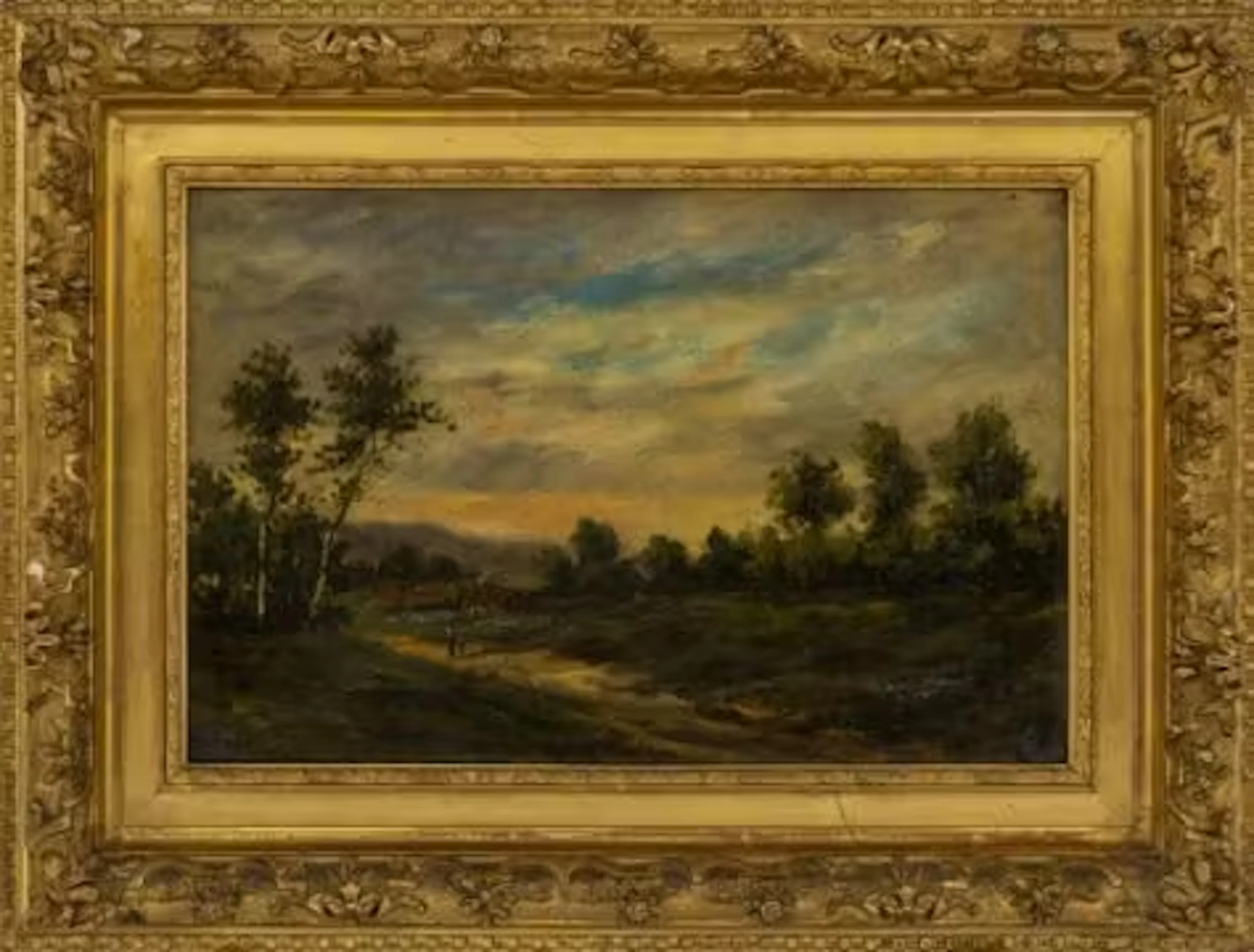 Daubigny, Charles-François (Attrib.): Landschaft mit Gehöft