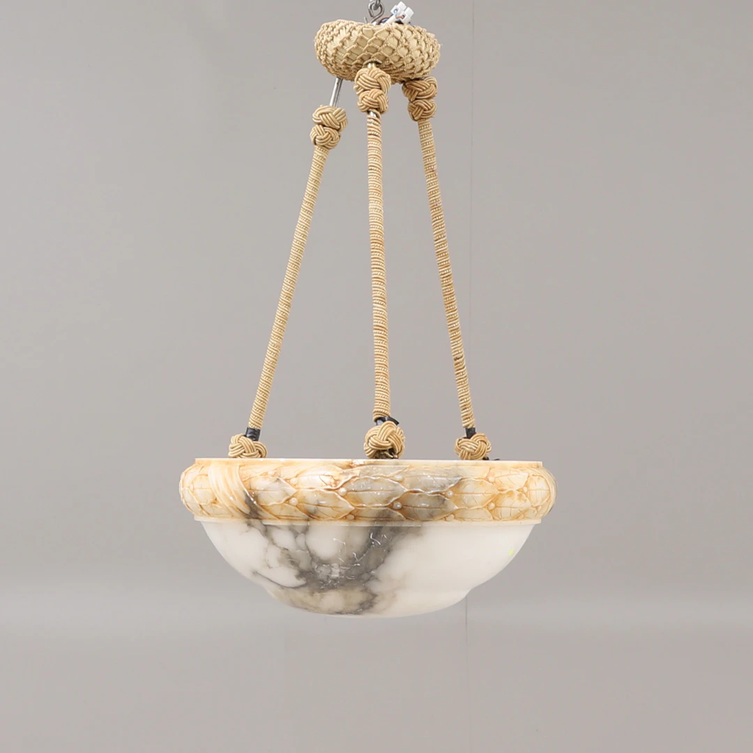 TAKLAMPA, alabaster, tidigt 1900-tal.
