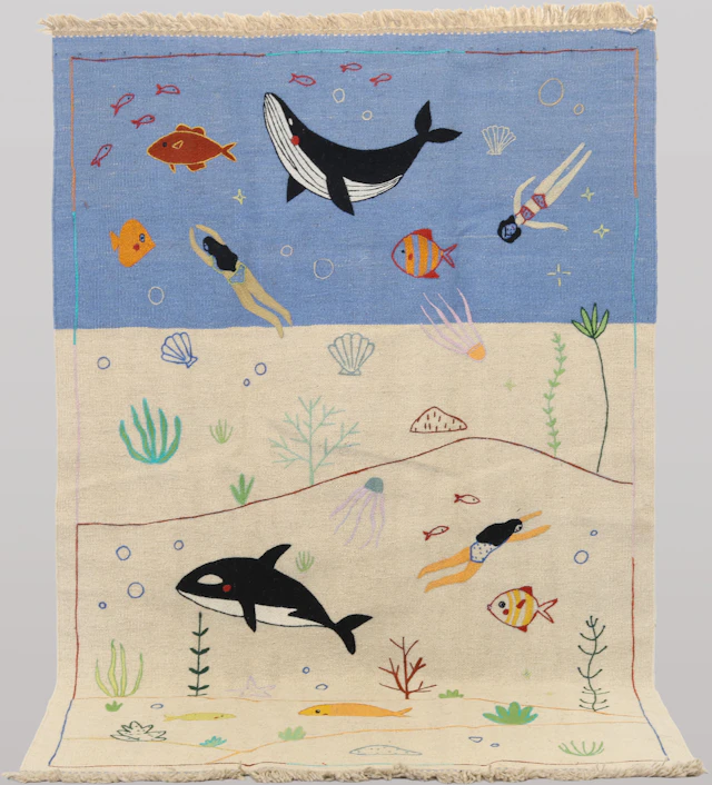 MATTA, Kelim med handbroderi, cirka 187 x 125 cm.