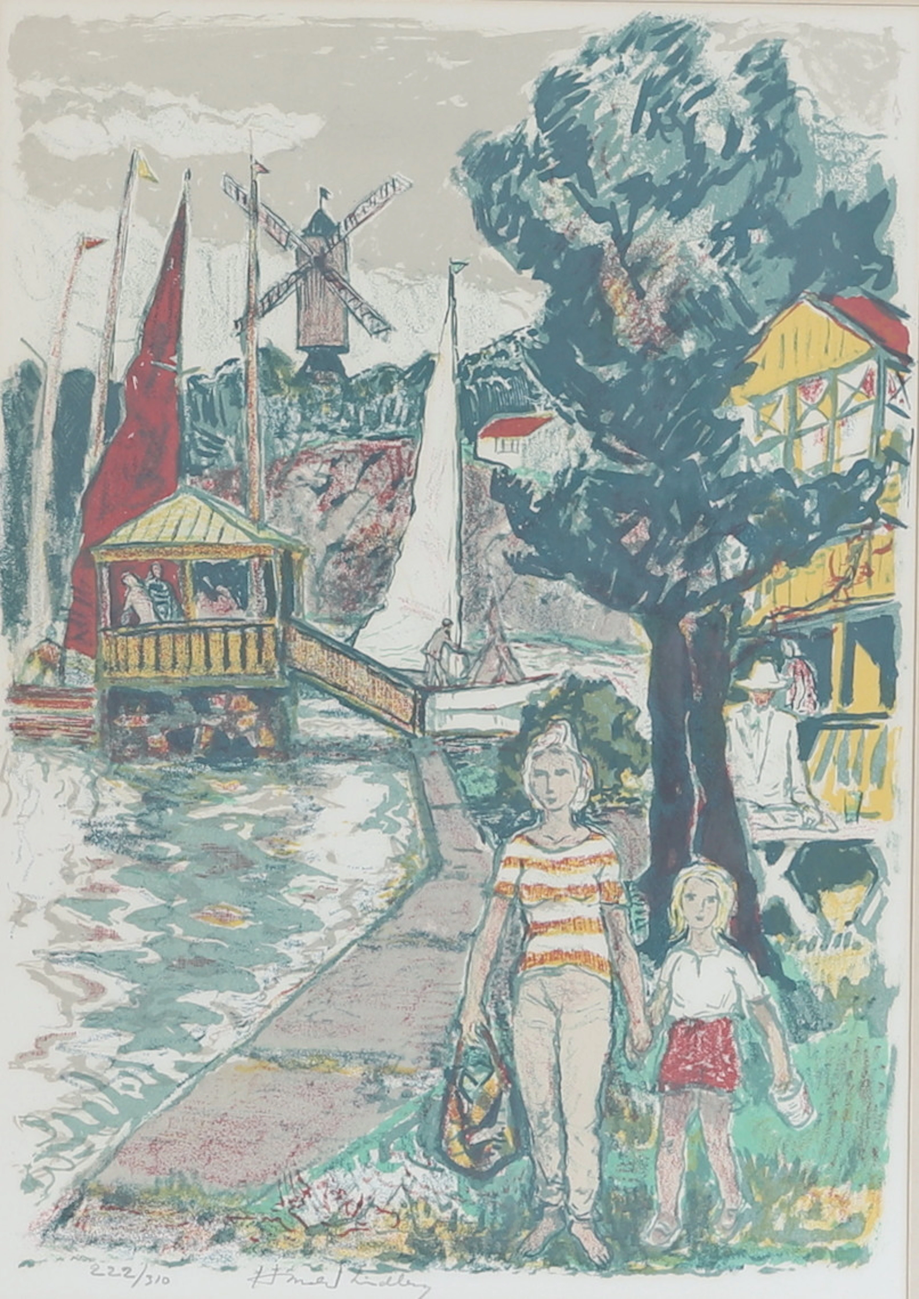 HARALD LINDBERG. Färglitografi, signerad, 222/310.
