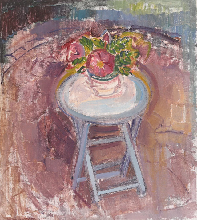 DAGNY LARSSON. Olja på duk, "Det lilla bordet", signerad, daterad 1981.