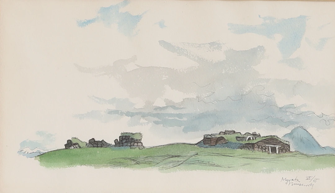 GUNNAR BRUSEWITZ. Akvarell, motiv från Island, signerad.