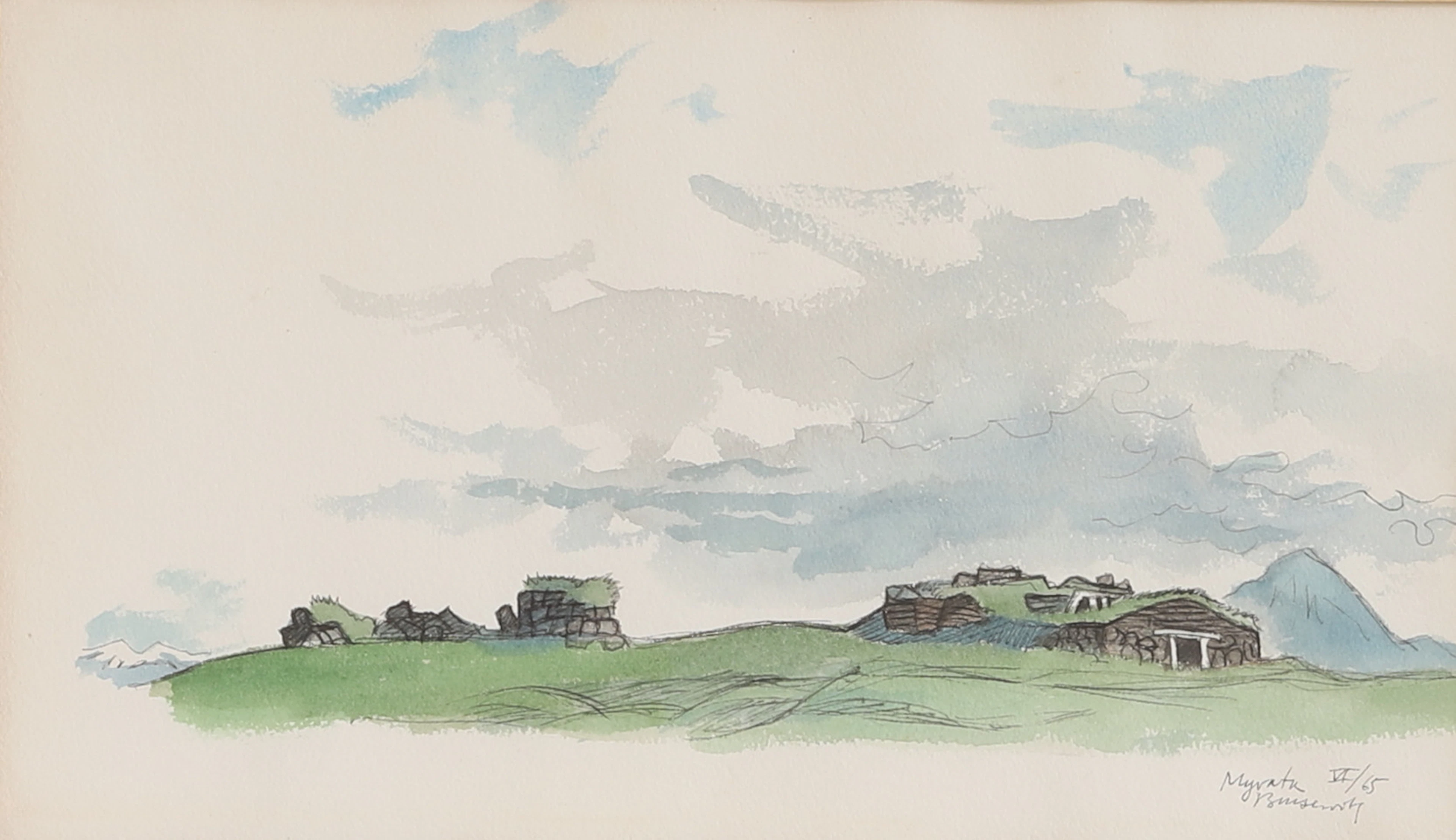 GUNNAR BRUSEWITZ. Akvarell, motiv från Island, signerad.