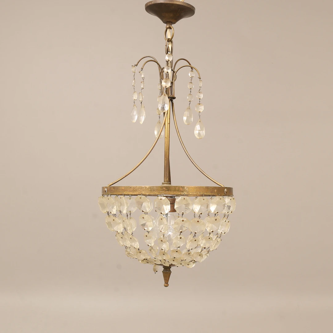TAKLAMPA, metall, prismor, 1900-tal.