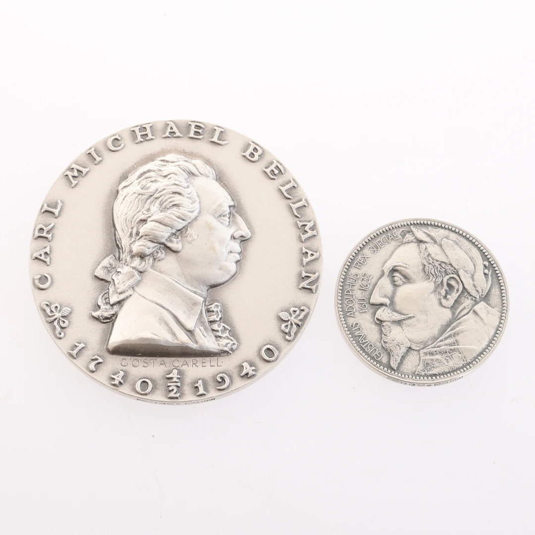 MEDALJER, 2 stycken, silver.
