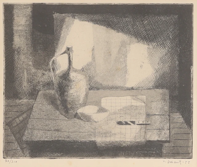 PHILIP VON SCHANTZ. Etsning, stilleben, signerad 70/310.