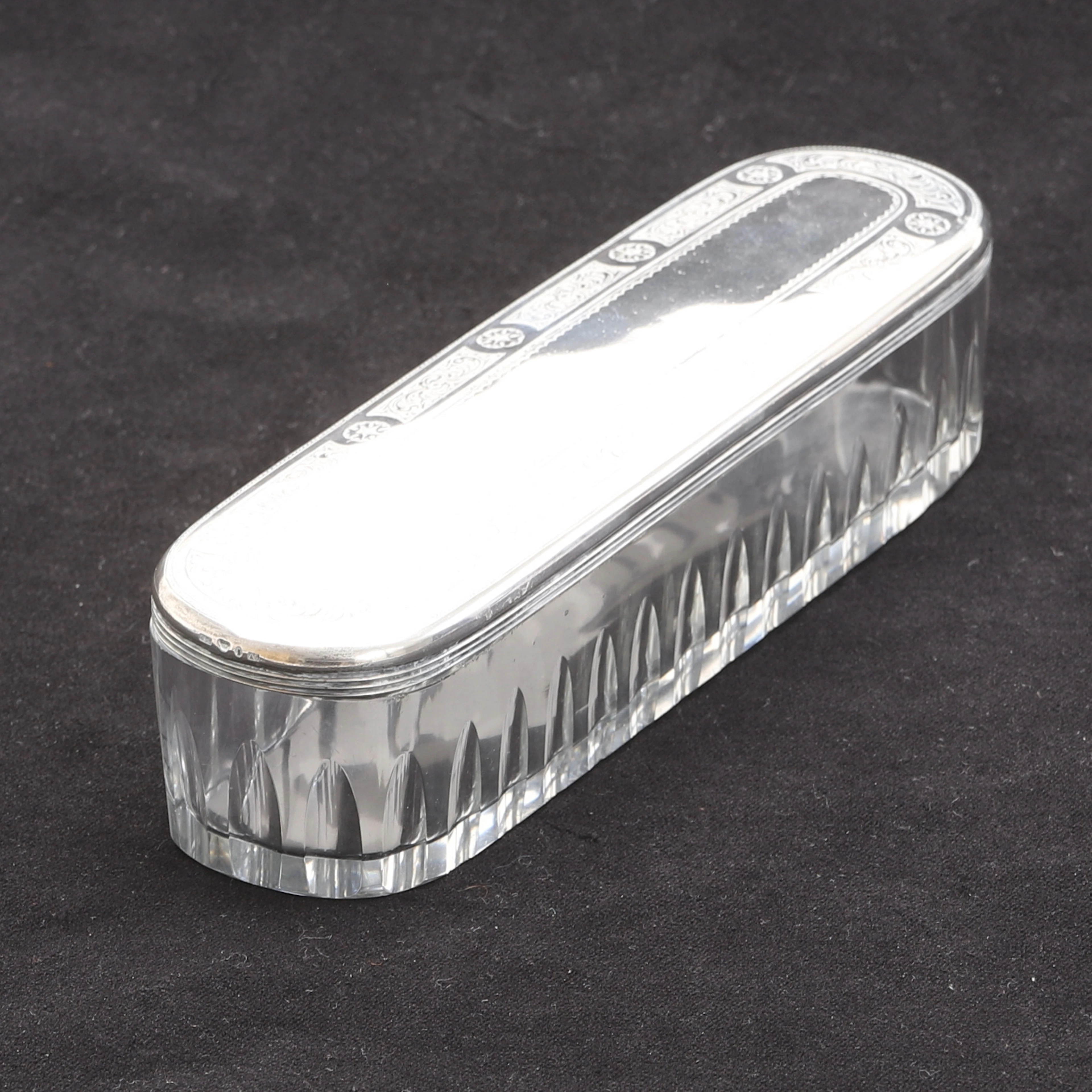 LOCKASK, glas och silver, 1800-tal.