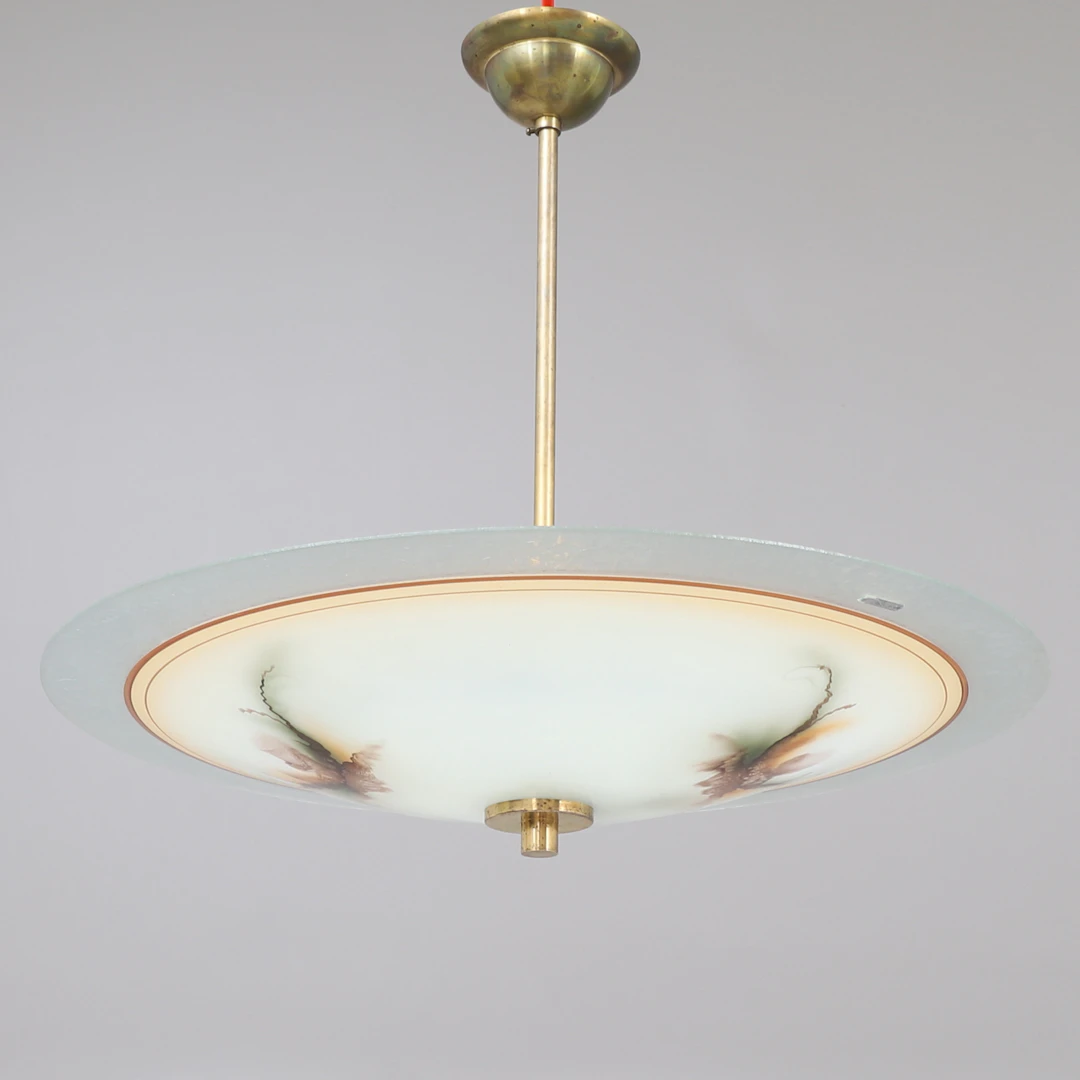 TAKLAMPA, glas, metall, Fåglavik, 1930/40 tal.