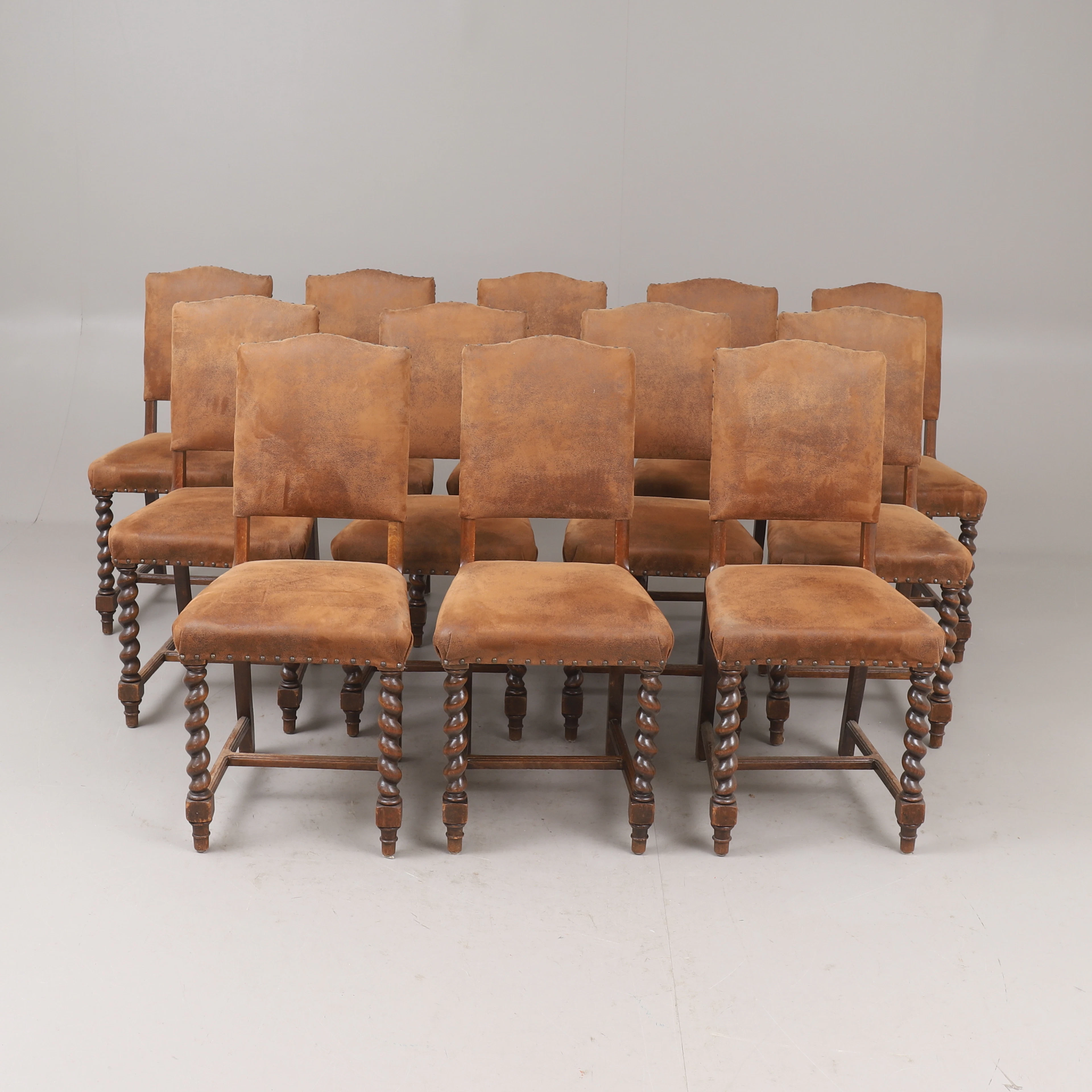 STOLAR, 12 stycken, ek, barockstil, omkring sekelskifte 1800/1900.