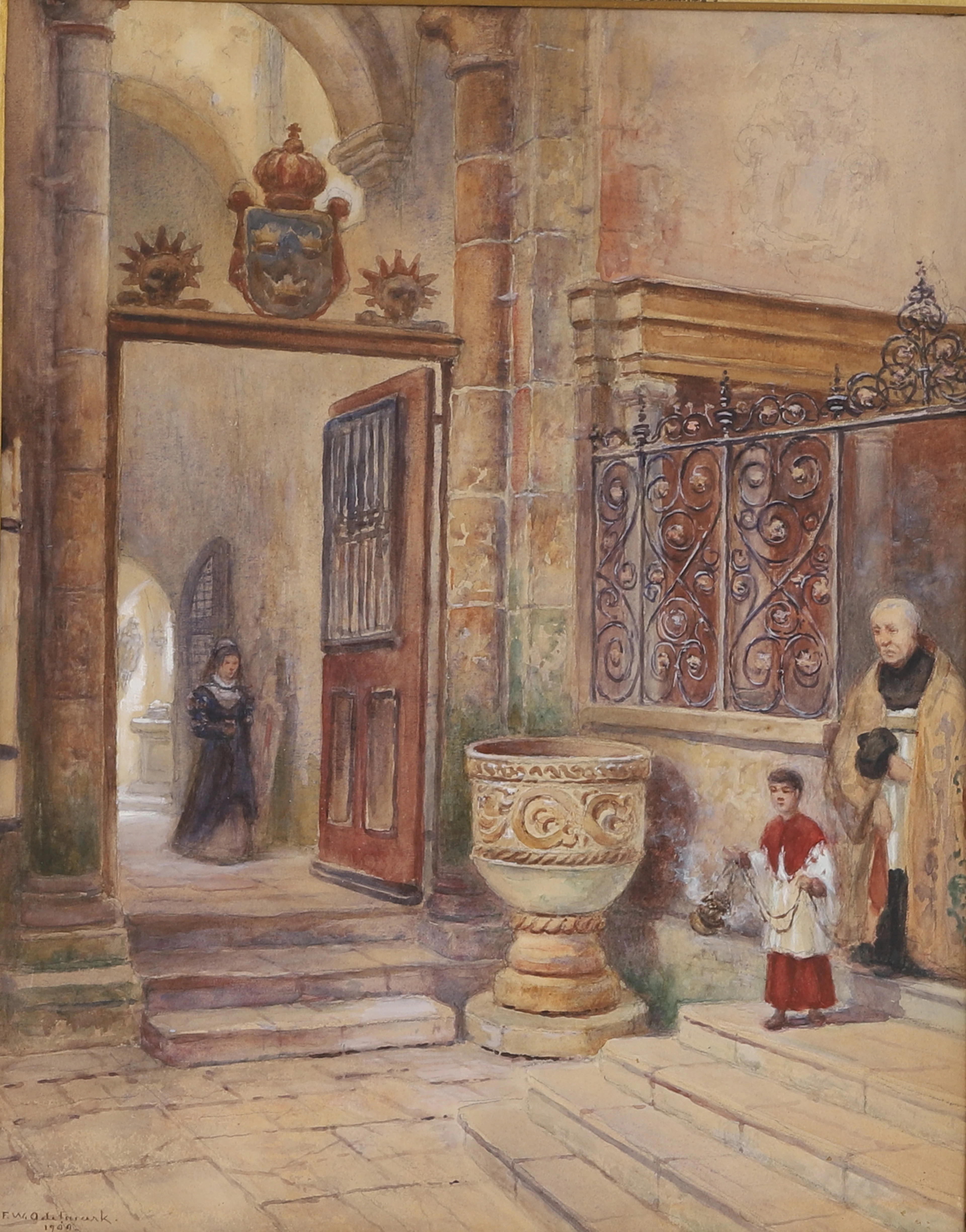 FRANS WILHELM ODELMARK. Gouache, signerad, daterad 1900.