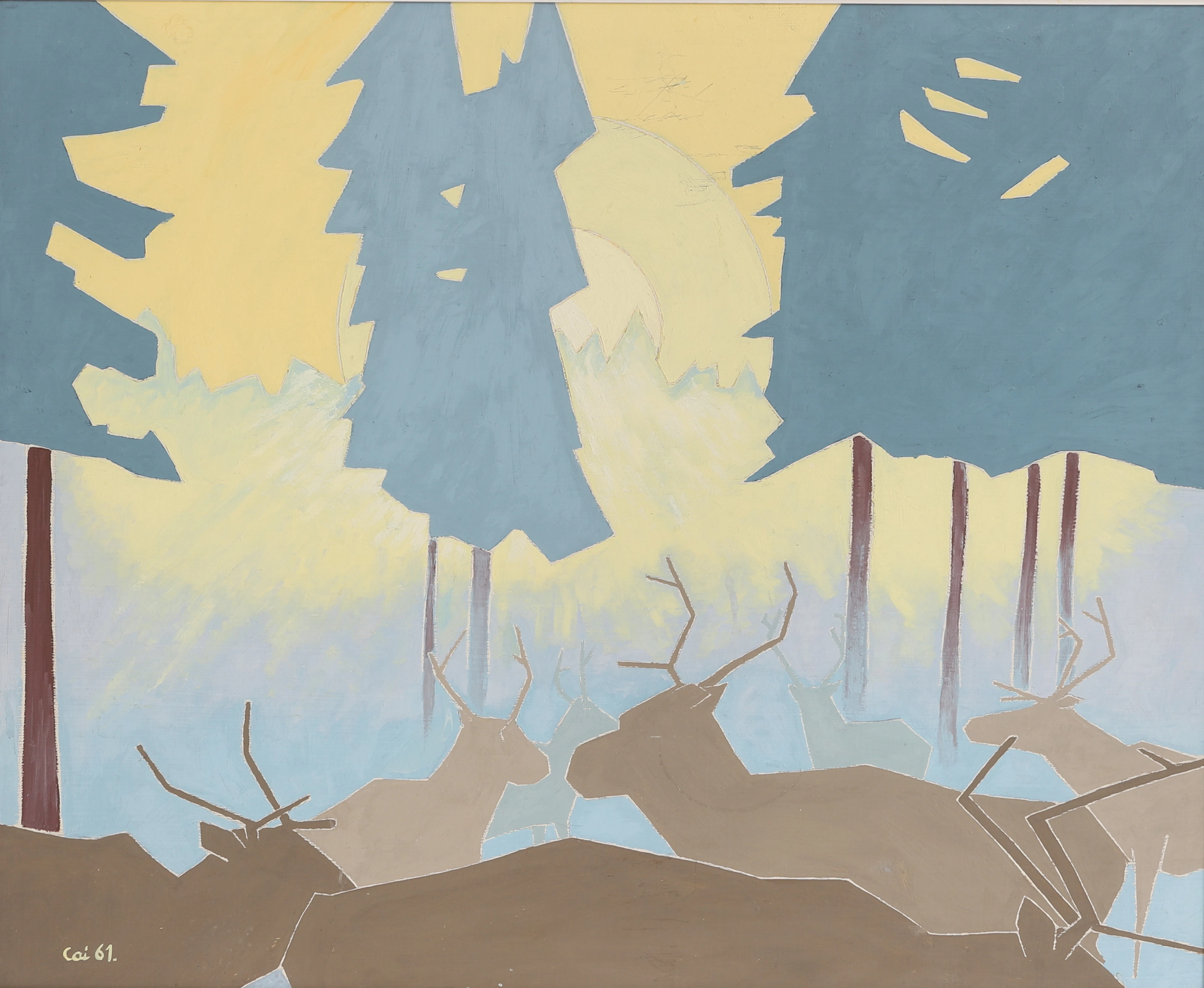 CAI POULSEN. Tempera på pannå, signerad.