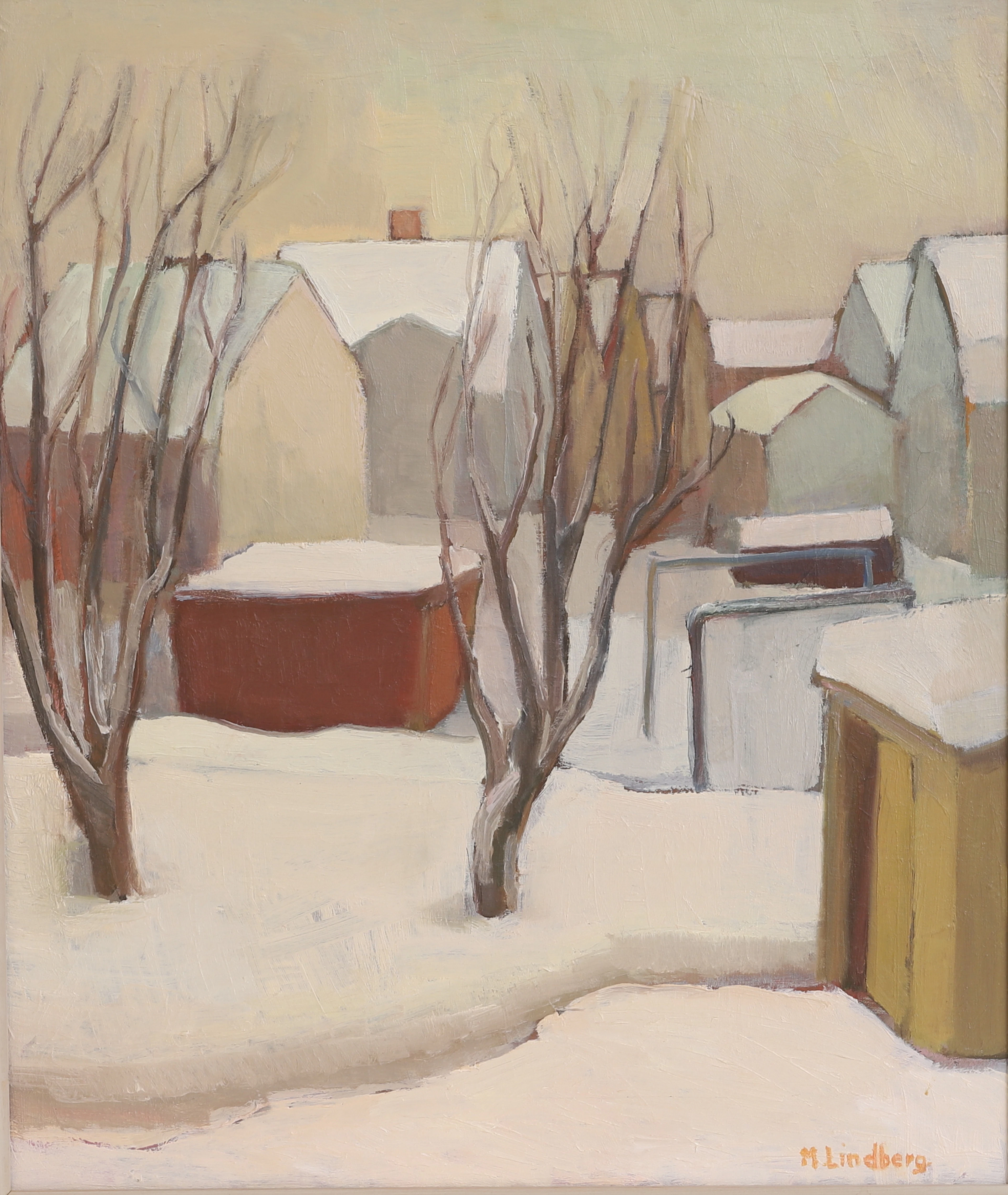 MARIA LINDBERG. Olja på duk, "Utsikt från ateljén", signerad.