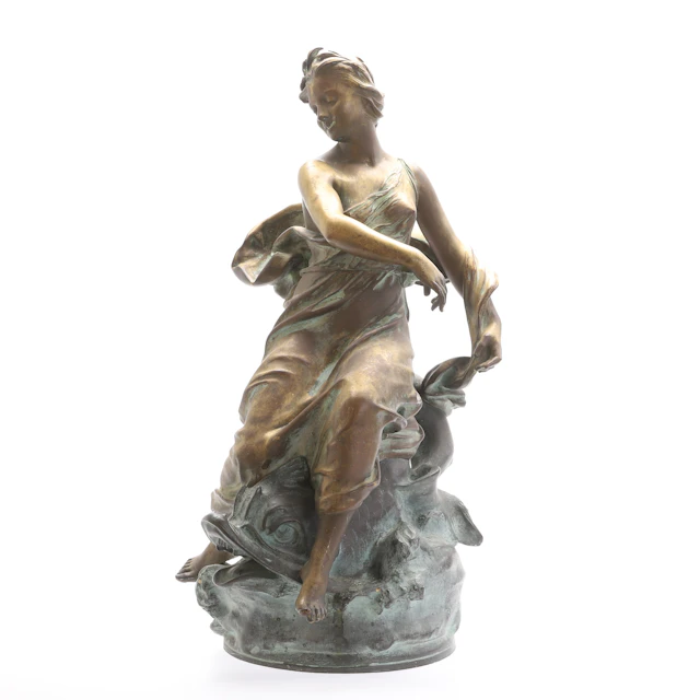RAOUL LARCHE. Skulptur, brons, jugend 18/1900-tal, signerad.