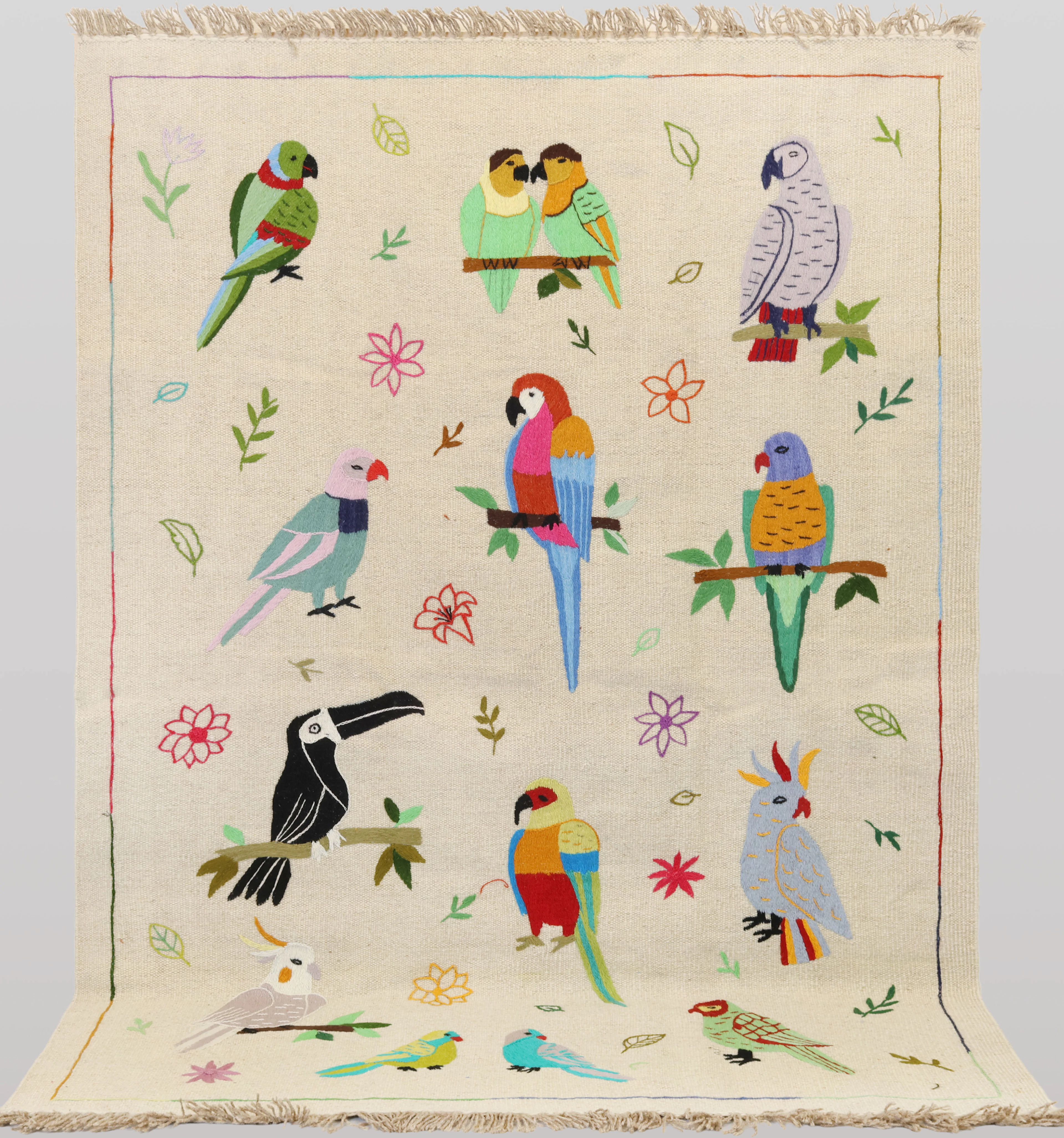 MATTA, Kelim med handbroderad dekor, cirka 181 x 122 cm.