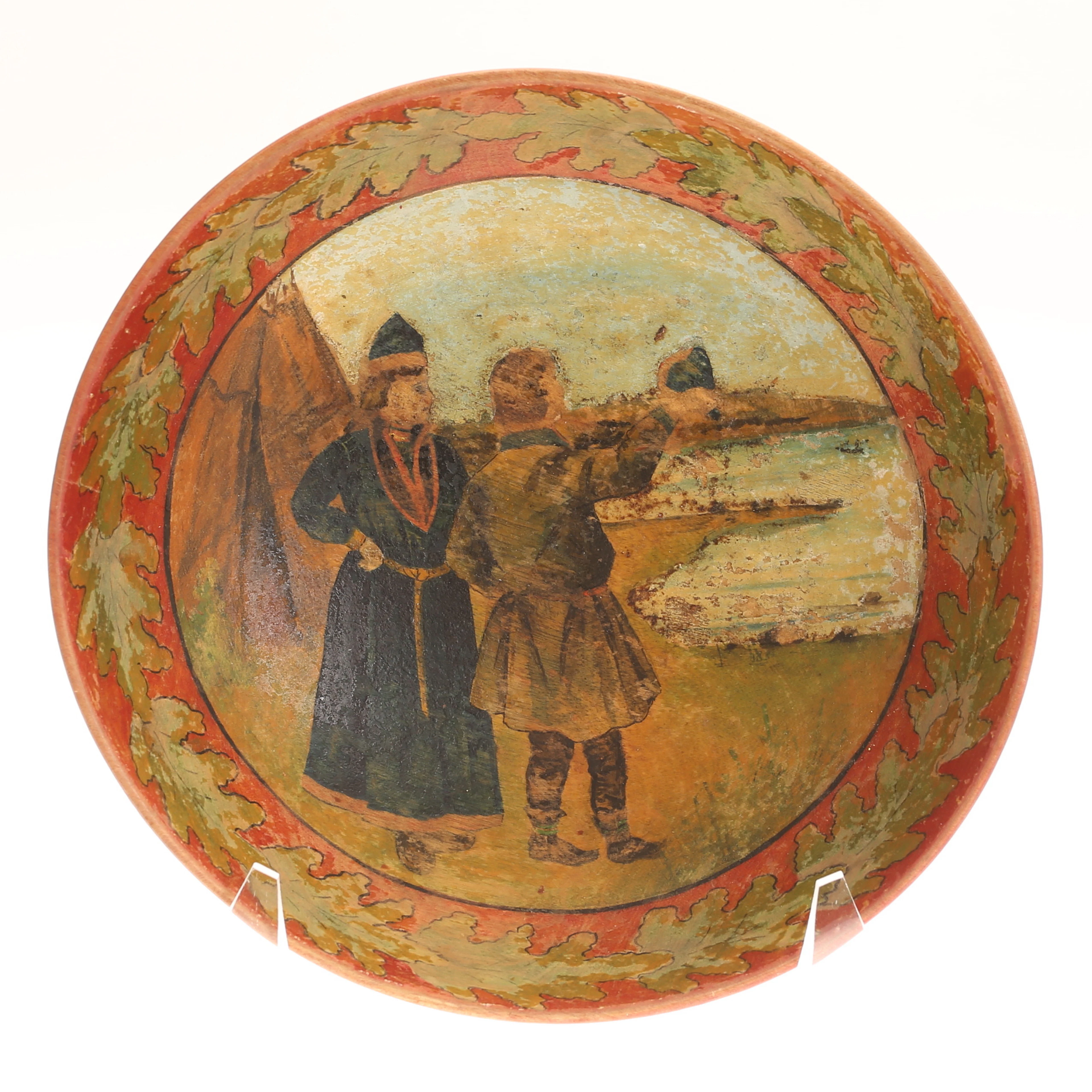 SKÅL, bemålat trä, sekelskifte 1900.