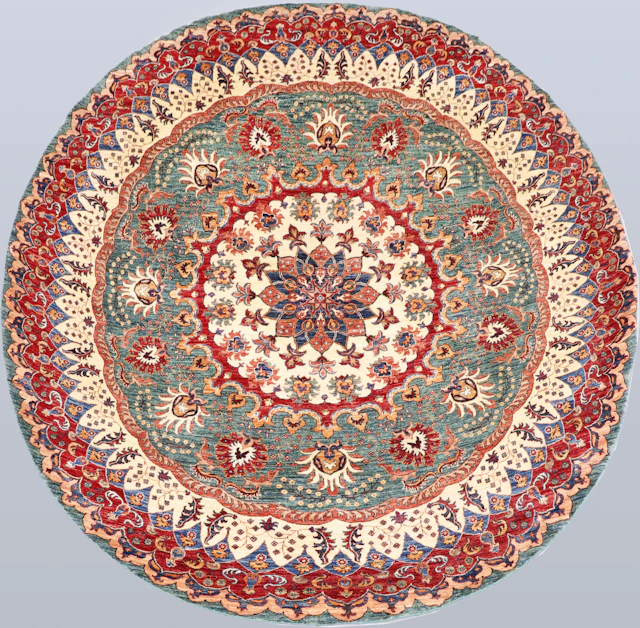 MATTA, rund Zigler design, s k Mamluk, cirka 268 x 267 cm.