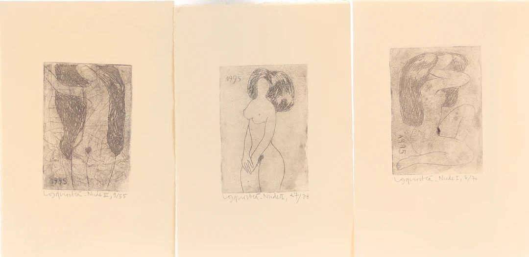 CONG QUOC HA. Etsningar, 3 stycken, "Nude I-III", signerade och numrerade.