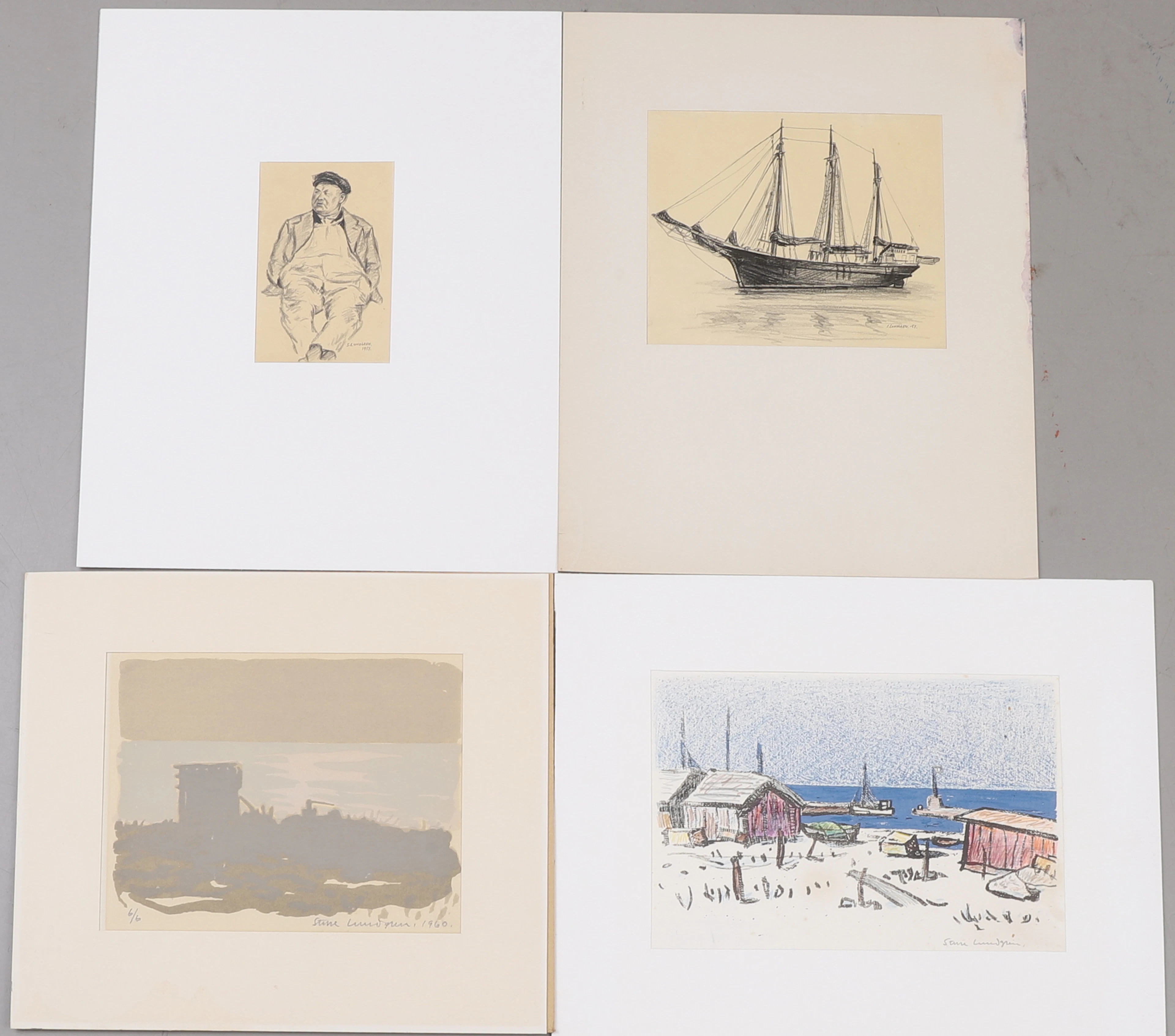 STURE LUNDGREN. 4 bilder, signerade.