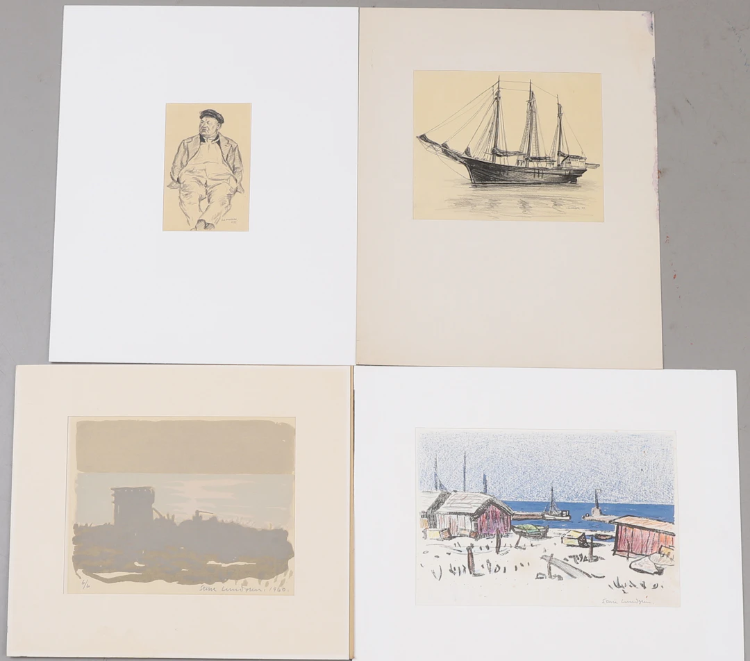 STURE LUNDGREN. 4 bilder, signerade.
