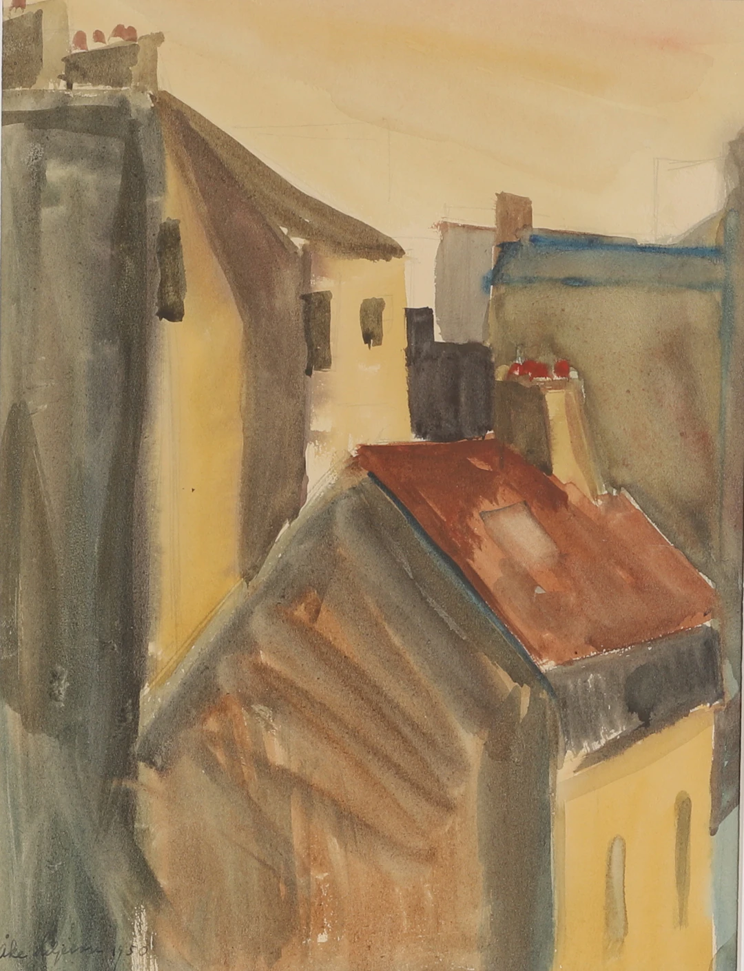 ÅKE LILJESON. Gouache, signerad, daterad 1950.