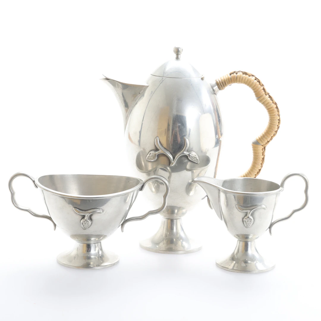 FIRMA SVENSKT TENN. Kaffeservis, 3 delar, tenn, Stockholm 1929.