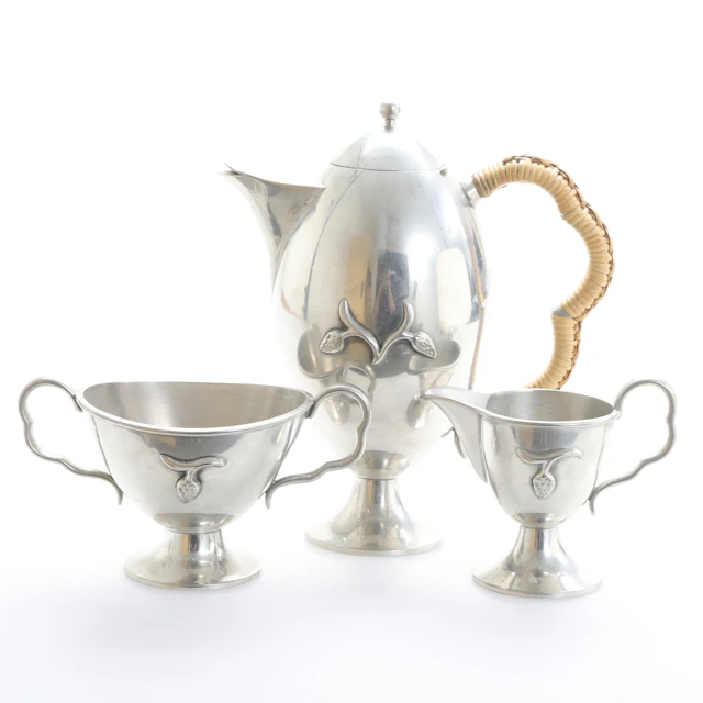 FIRMA SVENSKT TENN. Kaffeservis, 3 delar, tenn, Stockholm 1929.