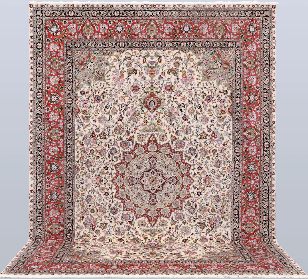 MATTA, figural Täbriz, part silk s k 50 radj, cirka 356 x 251 cm.