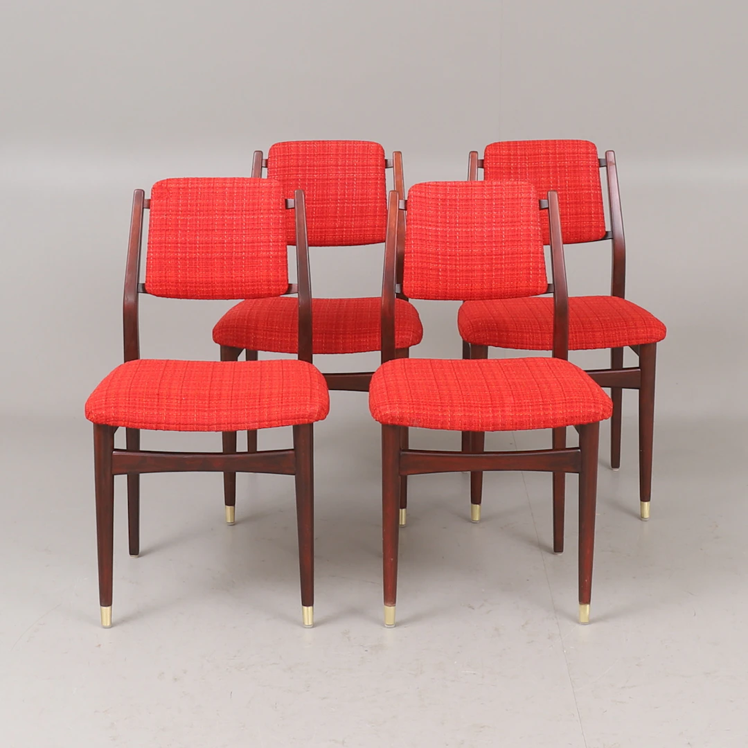 STOLAR, 4 stycken, trä, 1960-tal.