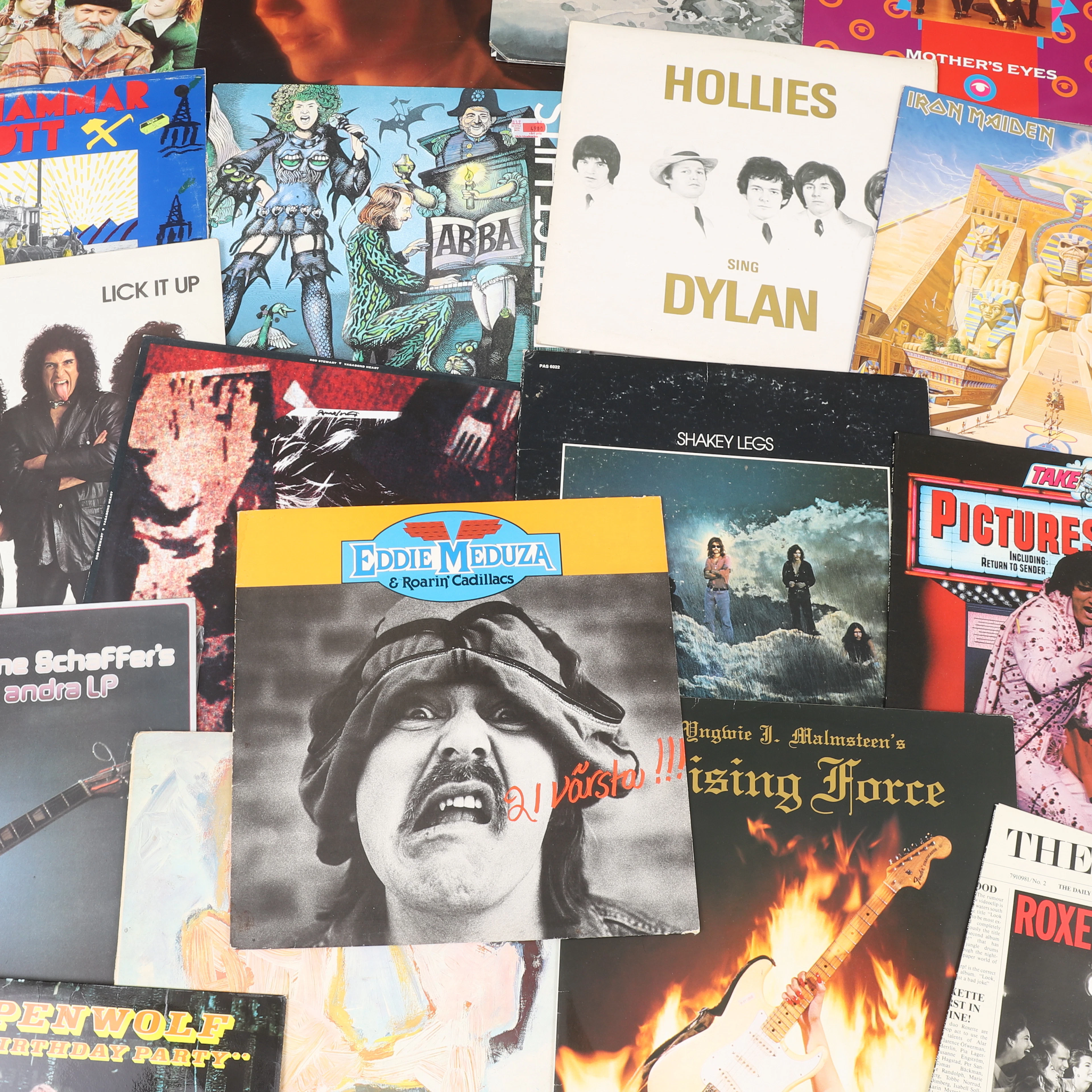 PARTI VINYL, cirka 300 LP-skivor, pop, rock, country, Svenskt.