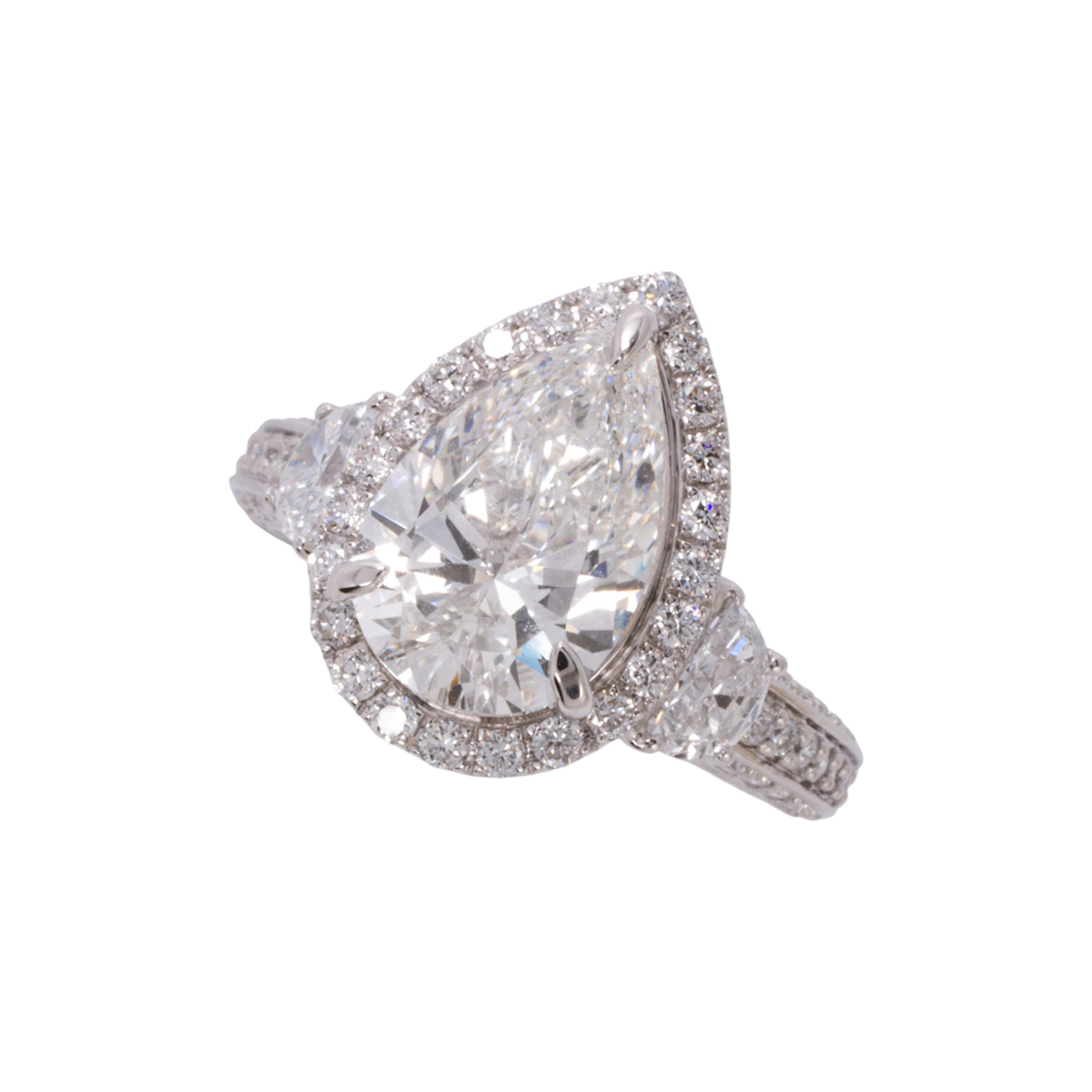A lab-grown diamond and 14k white gold ring