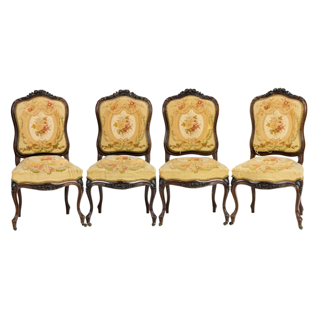 A set of four Rococo Revival chairs circa 1850