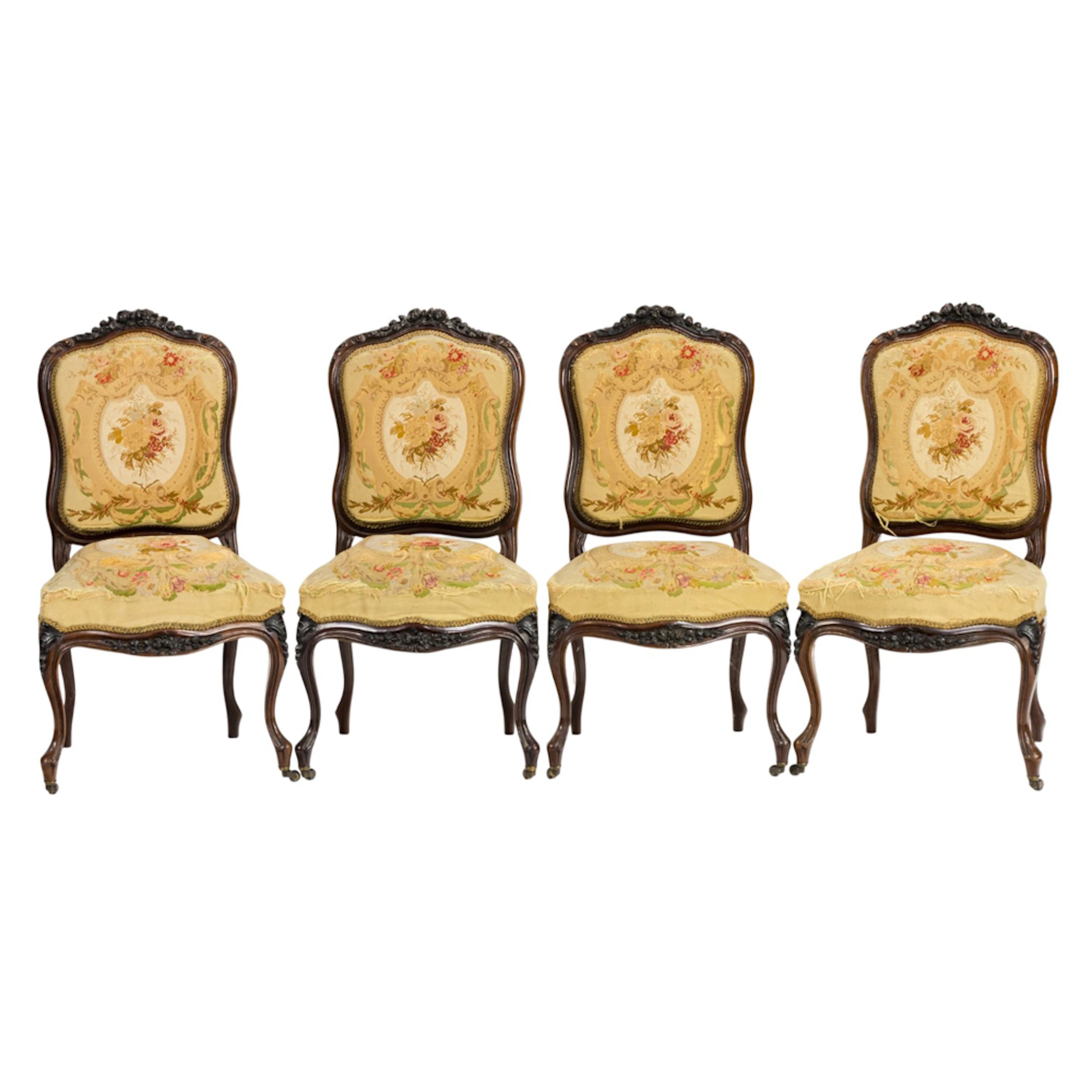 A set of four Rococo Revival chairs circa 1850