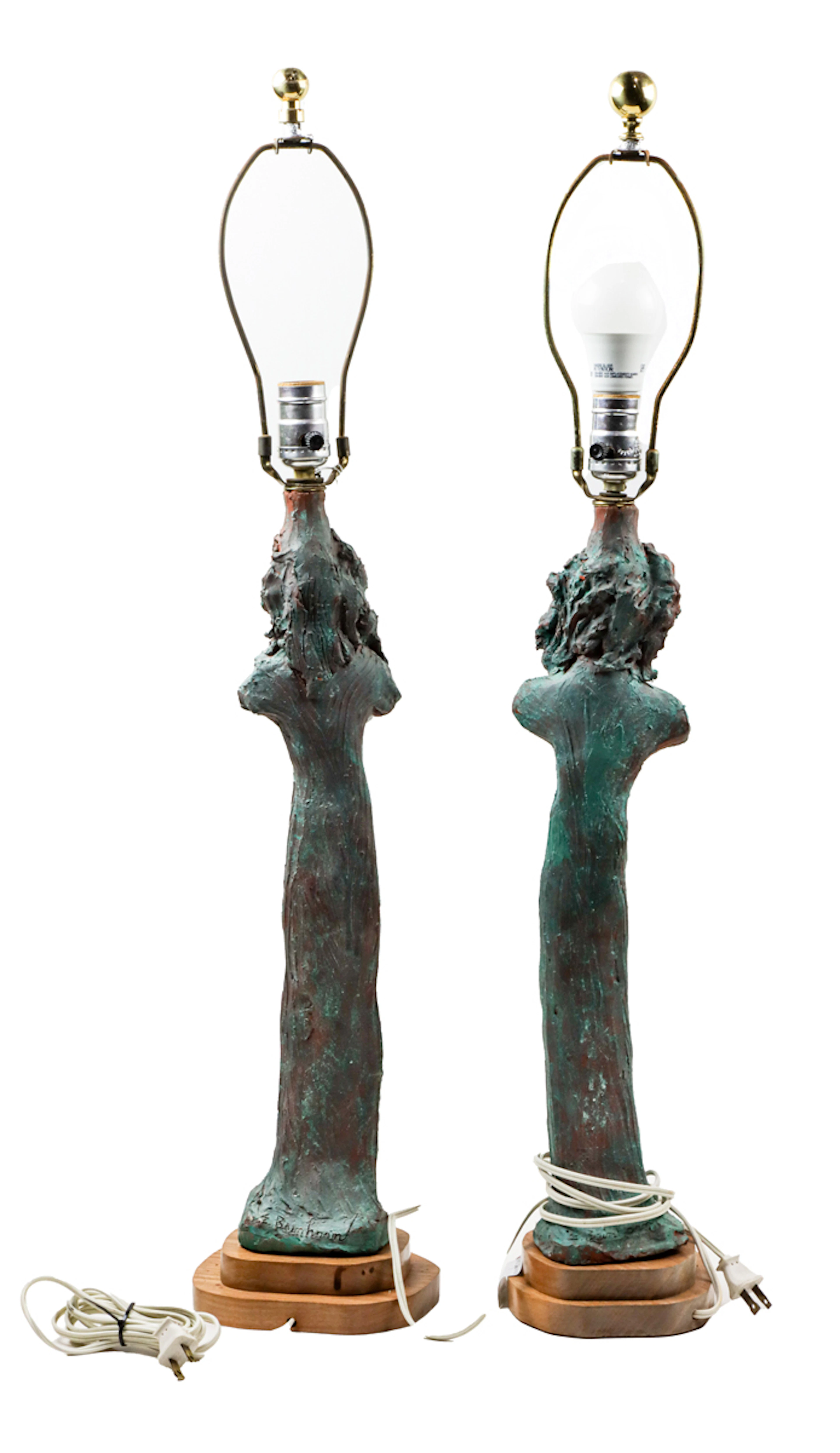 A pair of Contemporary pottery figural lamps